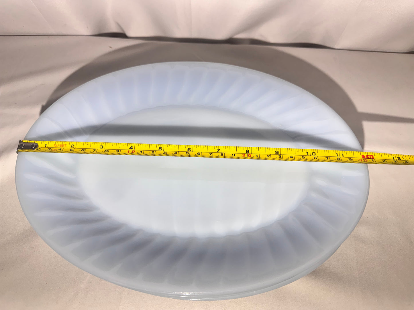 Vintage Fire-King Delphite Blue Oval Plates – Set of 5 – Scalloped Swirl Rim