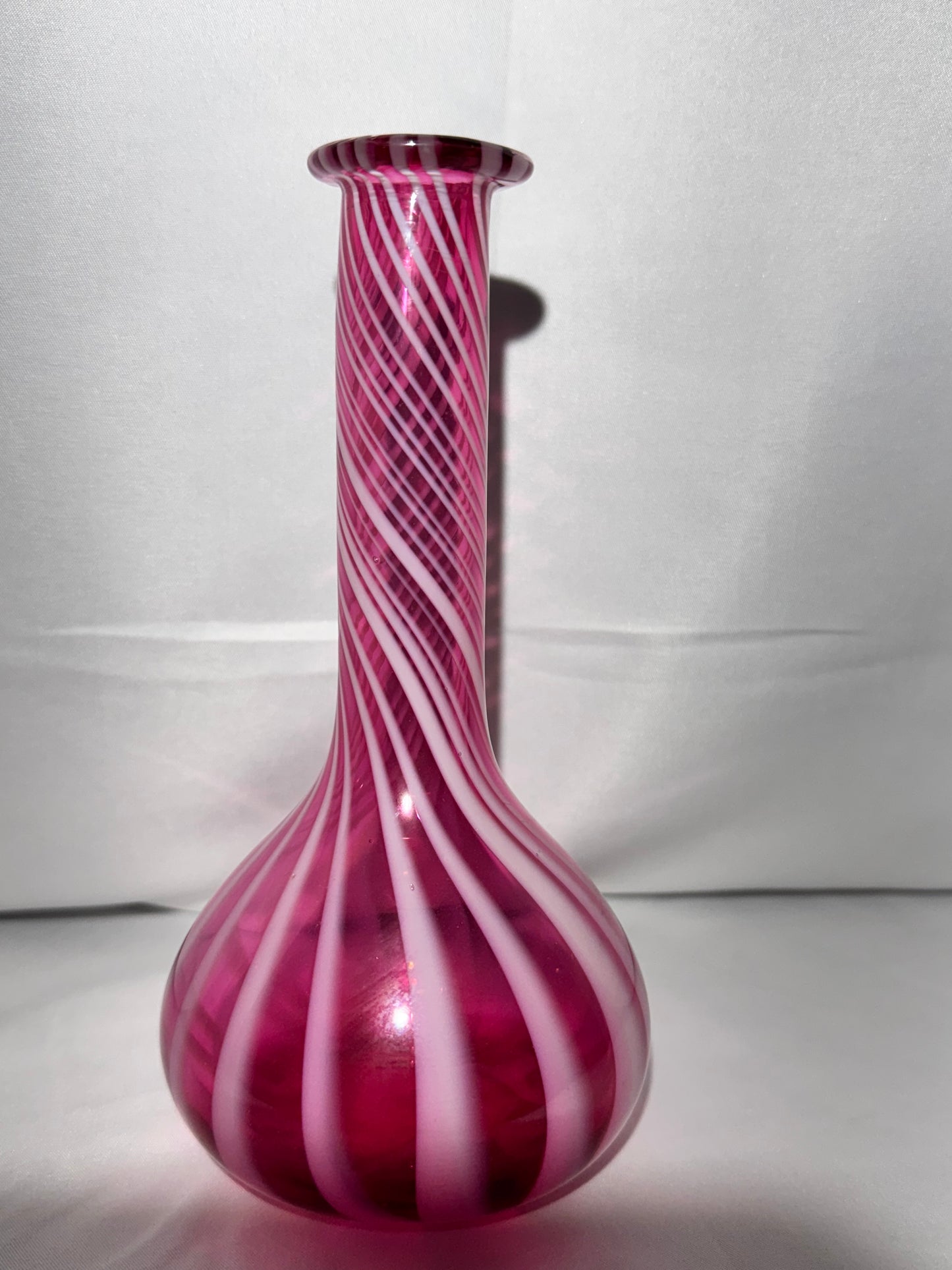 Vintage Cranberry Opalescent Barber Bottle – Spiral Optic Art Glass