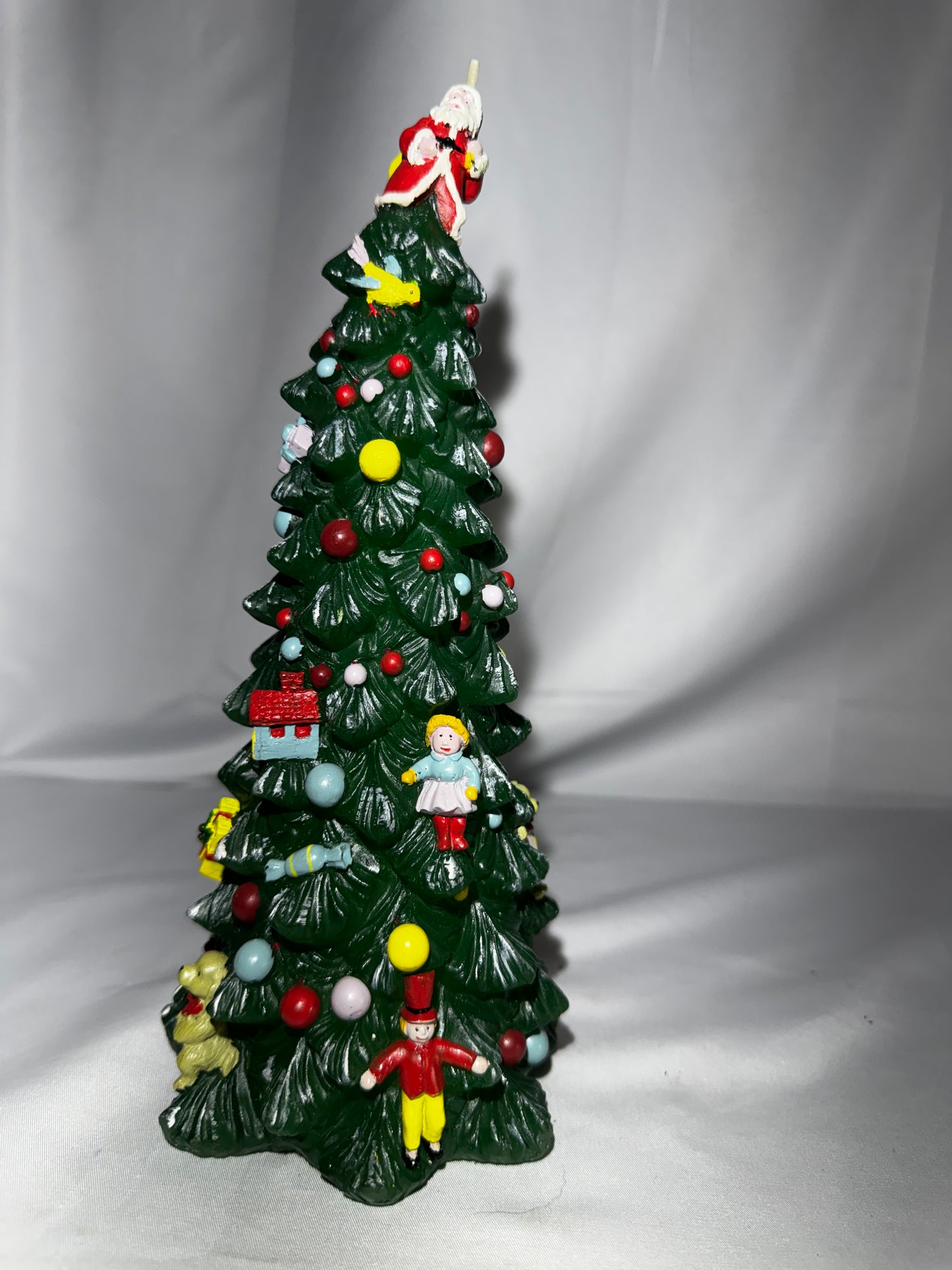 Spode Christmas Tree 10.5” Holiday Tree Candle Santa Topper w/ Original Box Decor