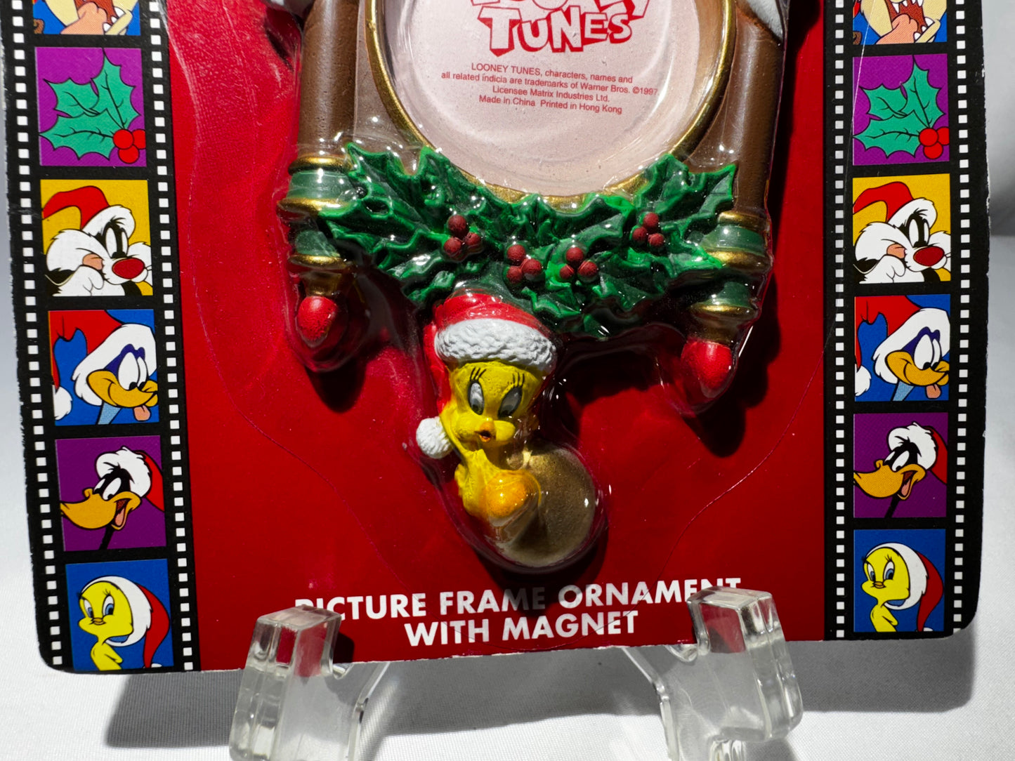 Vintage 1997 Looney Tunes Sylvester & Tweety Picture Frame Ornament Magnet Matrix