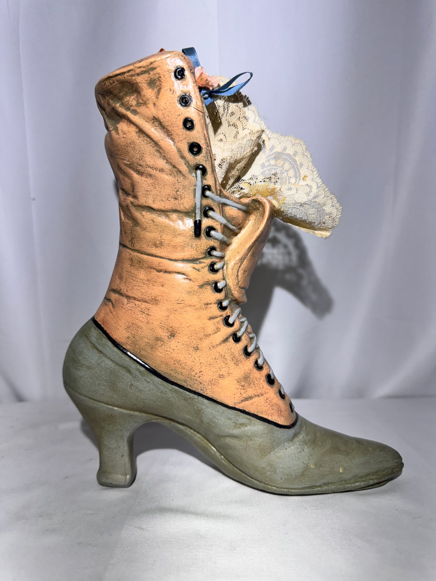 Decorative Victorian-Style Ceramic Boot Figurine / Vase