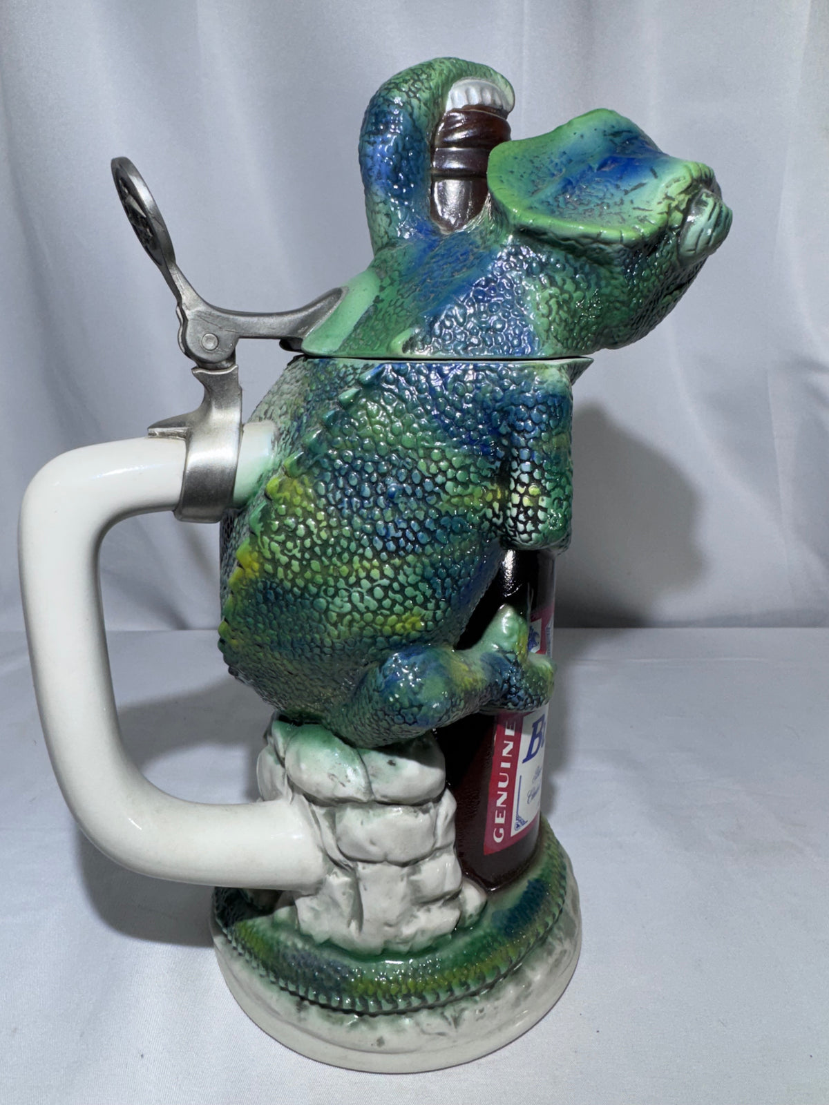 Vintage 1997 Budweiser Louie the Lizard Character Stein CS344 – Ceramarte Brazil – Boxed
