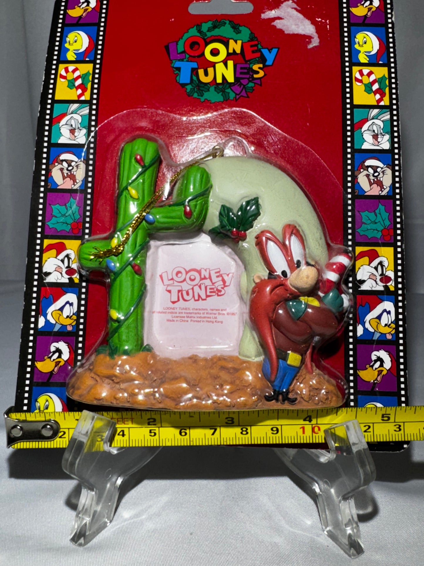 1997 Looney Tunes Yosemite Sam Cactus Picture Frame Christmas Ornament Warner Bros.
