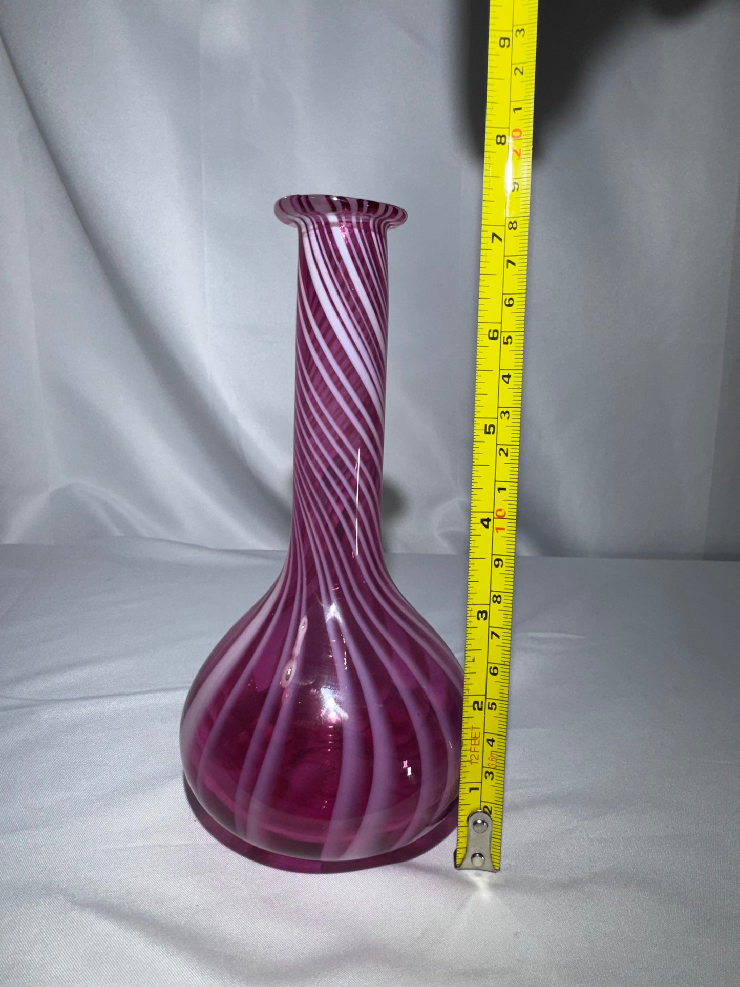 Vintage Fenton Cranberry Opalescent Swirl Barber Bottle – 7½”