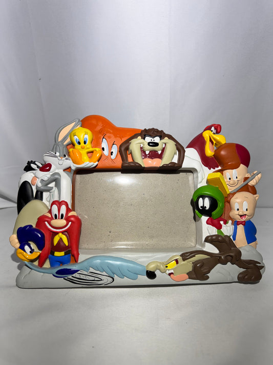 Vintage 1990s Warner Bros Looney Tunes Character Picture Frame 4x6 Bugs Bunny Taz Tweety