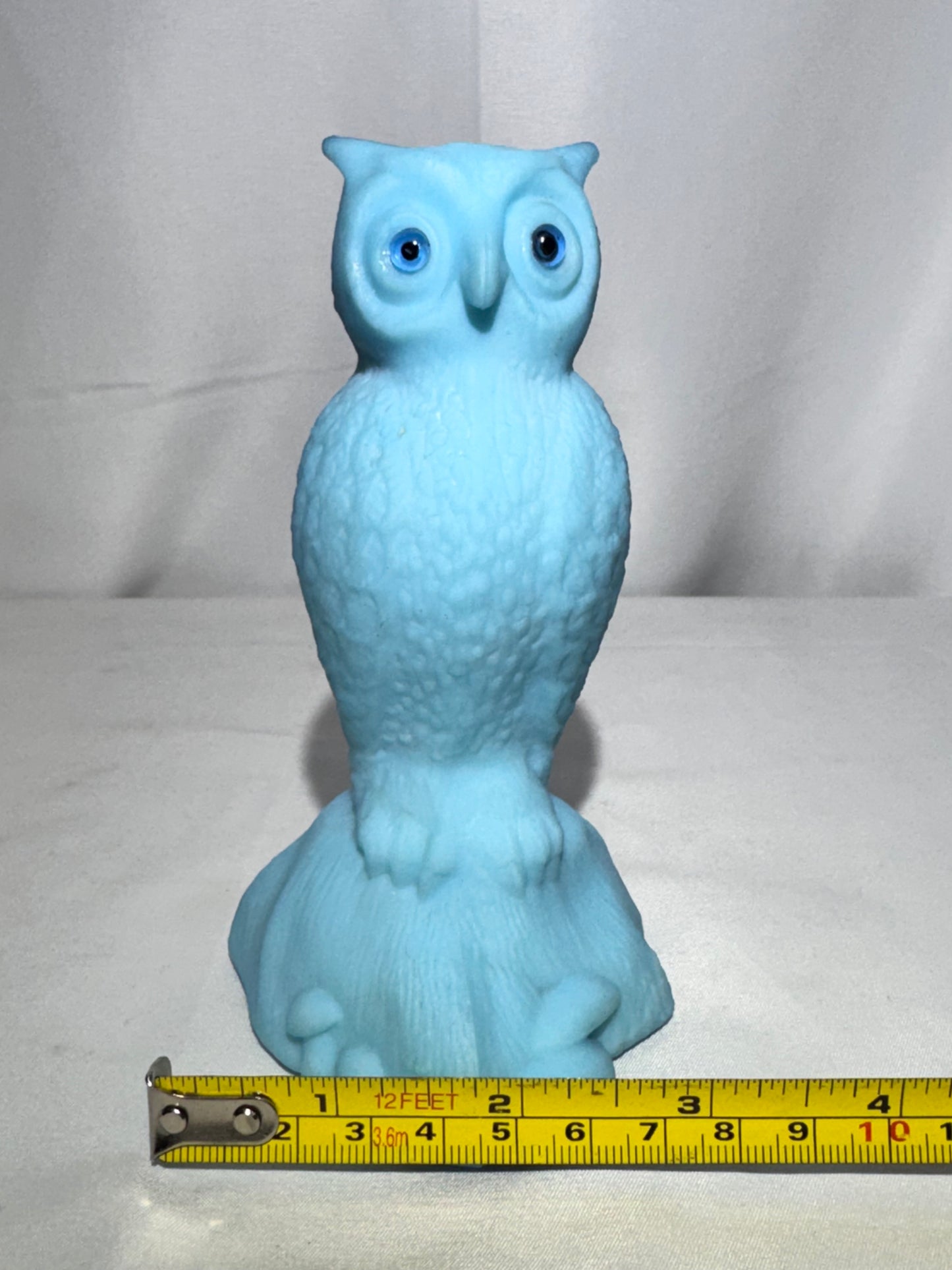 Vintage Westmoreland Satin Glass Owl Figurine / Paperweight – Light Blue