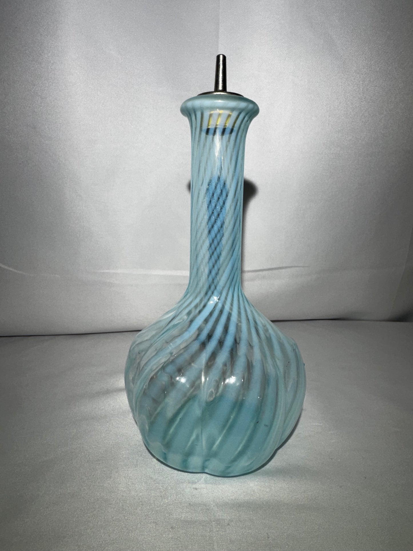Vintage Blue Art Glass Swirl Decanter / Bitters Bottle – 8” with Stopper