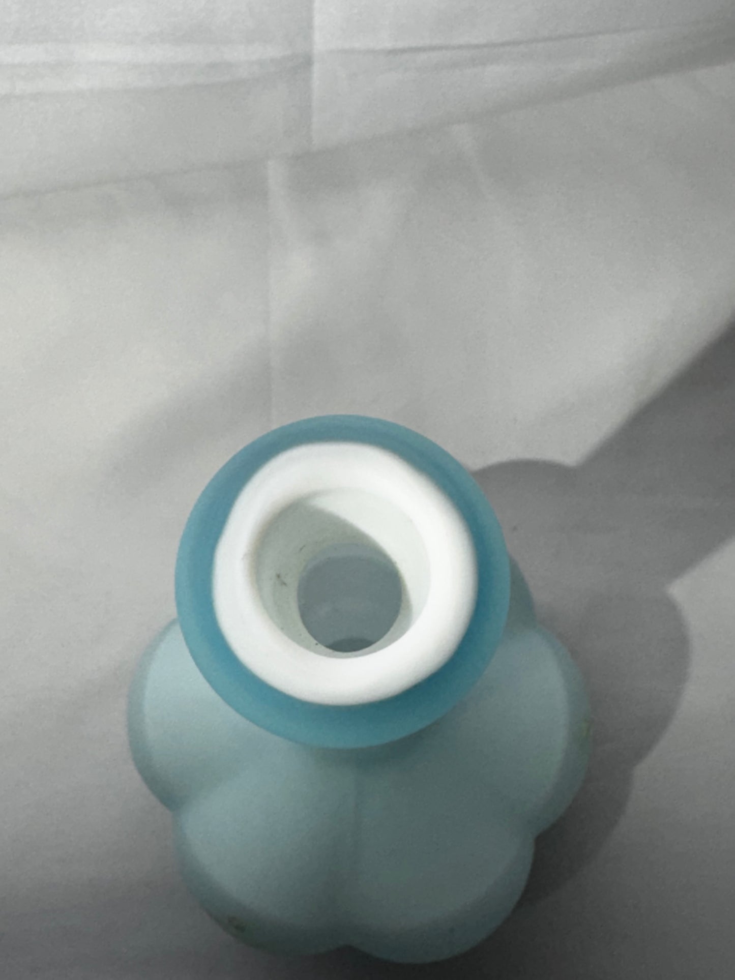 Vintage Fenton Baby Blue Satin Glass Barber Bottle – Hand-Painted Floral – 7.5”