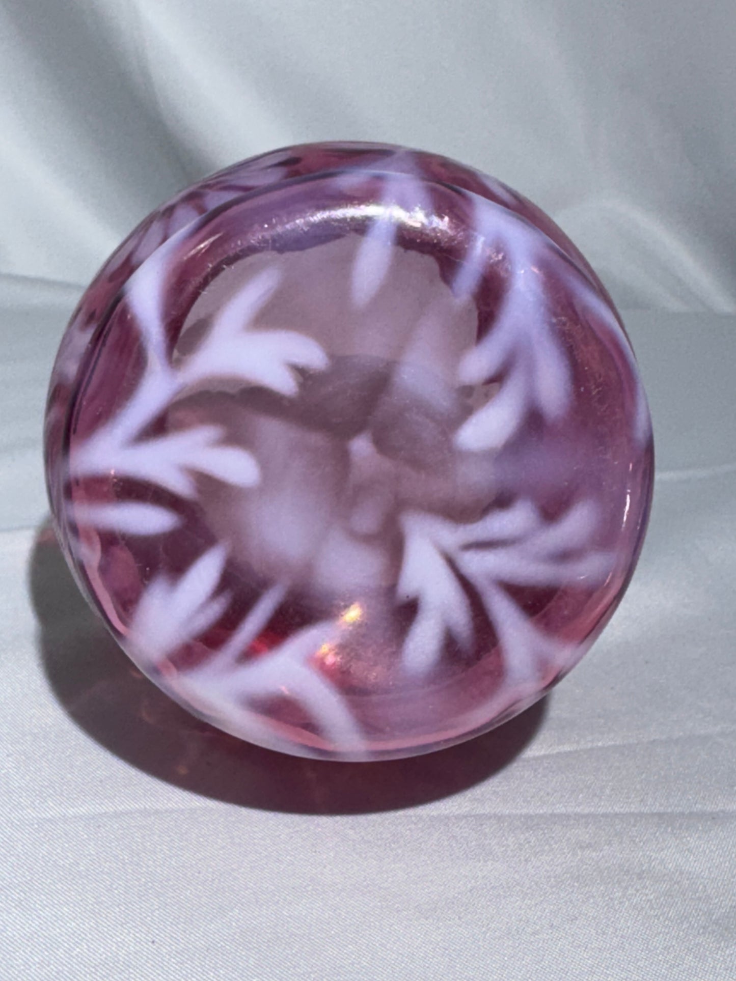 Vintage Northwood Cranberry Opalescent “Daisy & Fern” Sugar Shaker – 4.5”