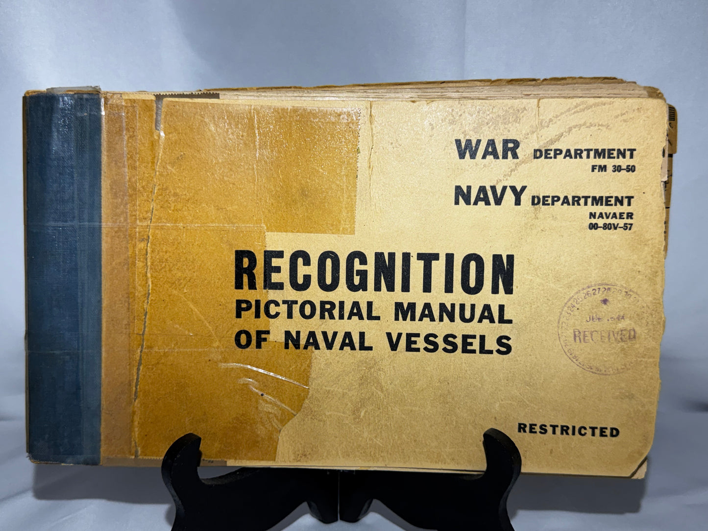 Vintage 1943 WWII Recognition Pictorial Manual of Naval Vessels War Dept Navy FM 30-50