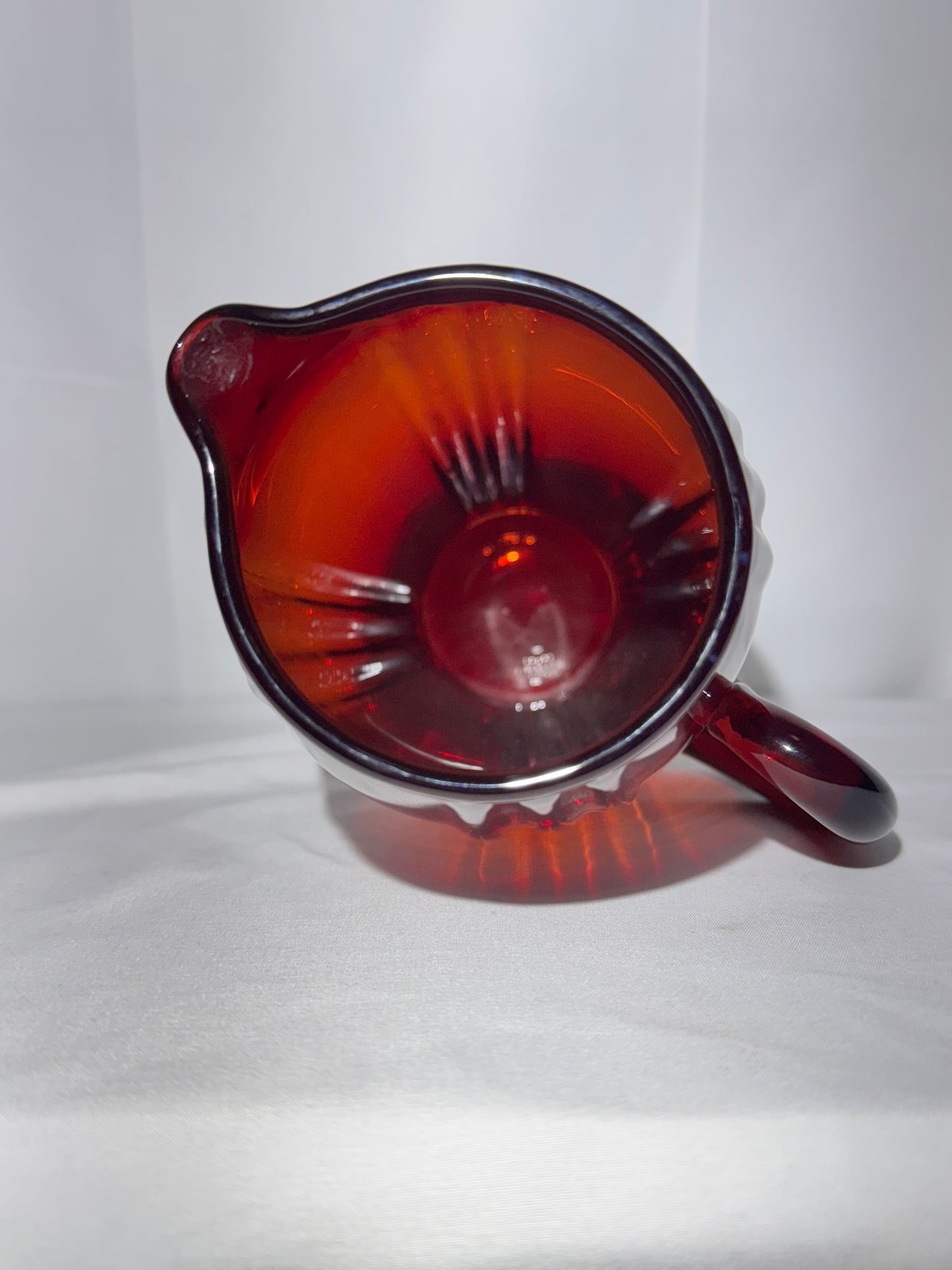Vintage New Martinsville “Oscar” Ruby Red Glass Pitcher – 9 3/4” Tall