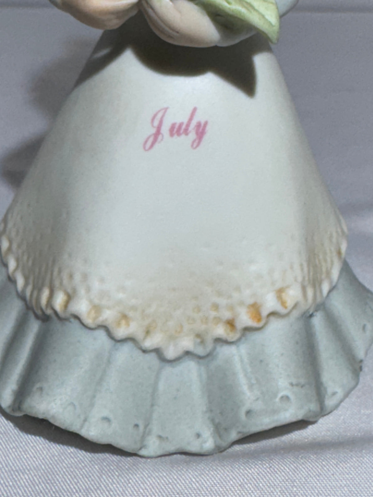 Lefton China July Birthday Girl Figurine KW7227 1983 Porcelain Girl with Red Rose