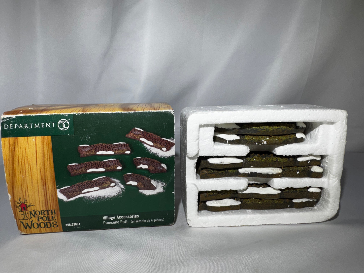 Department 56 North Pole Woods Pinecone Path Village Accessory Set Retired 6 Pc