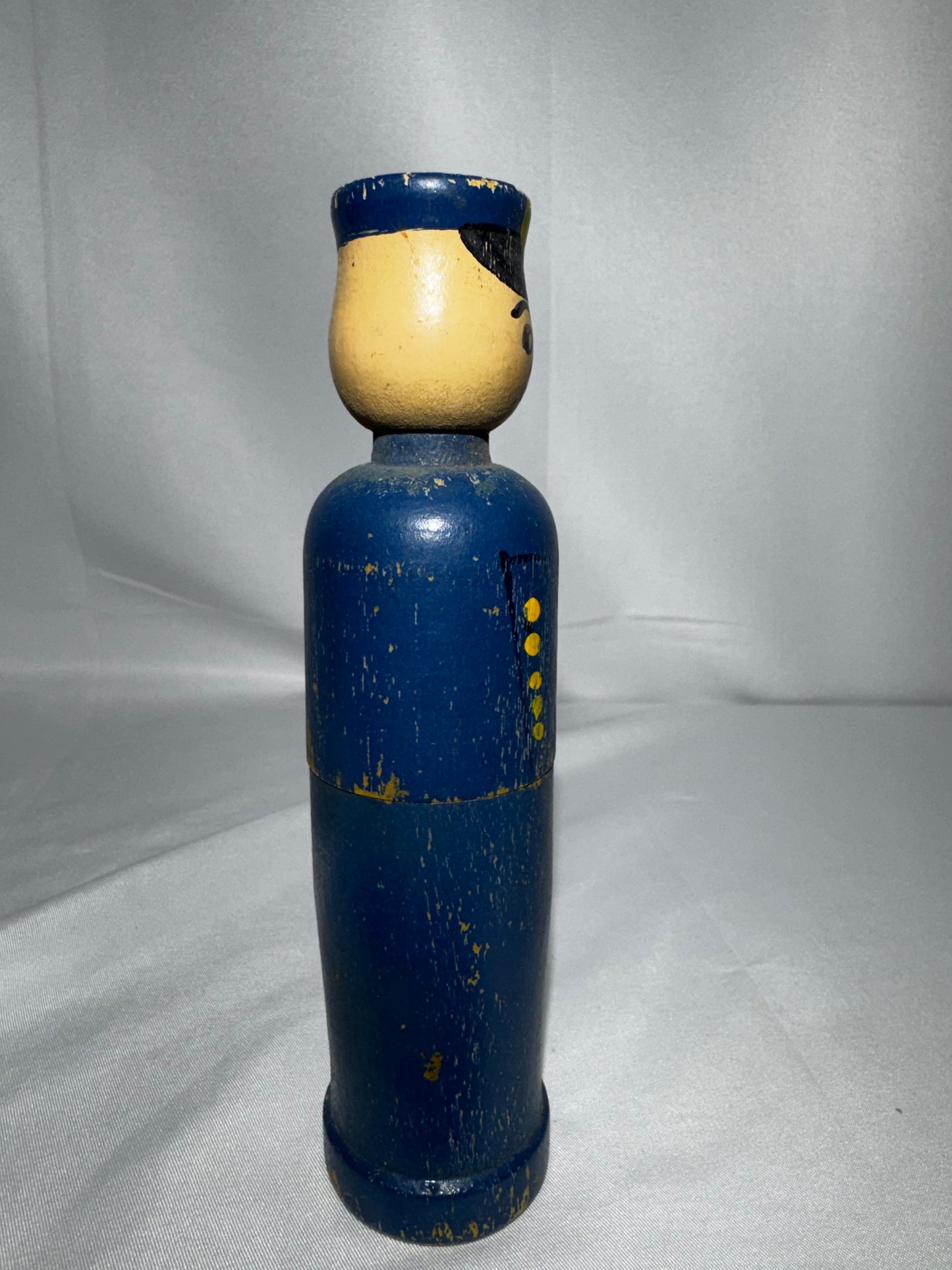 Vintage Brodhaven Wooden Policeman Crayon Holder Pencil Case Figure Toy Hand Painted 6.5”