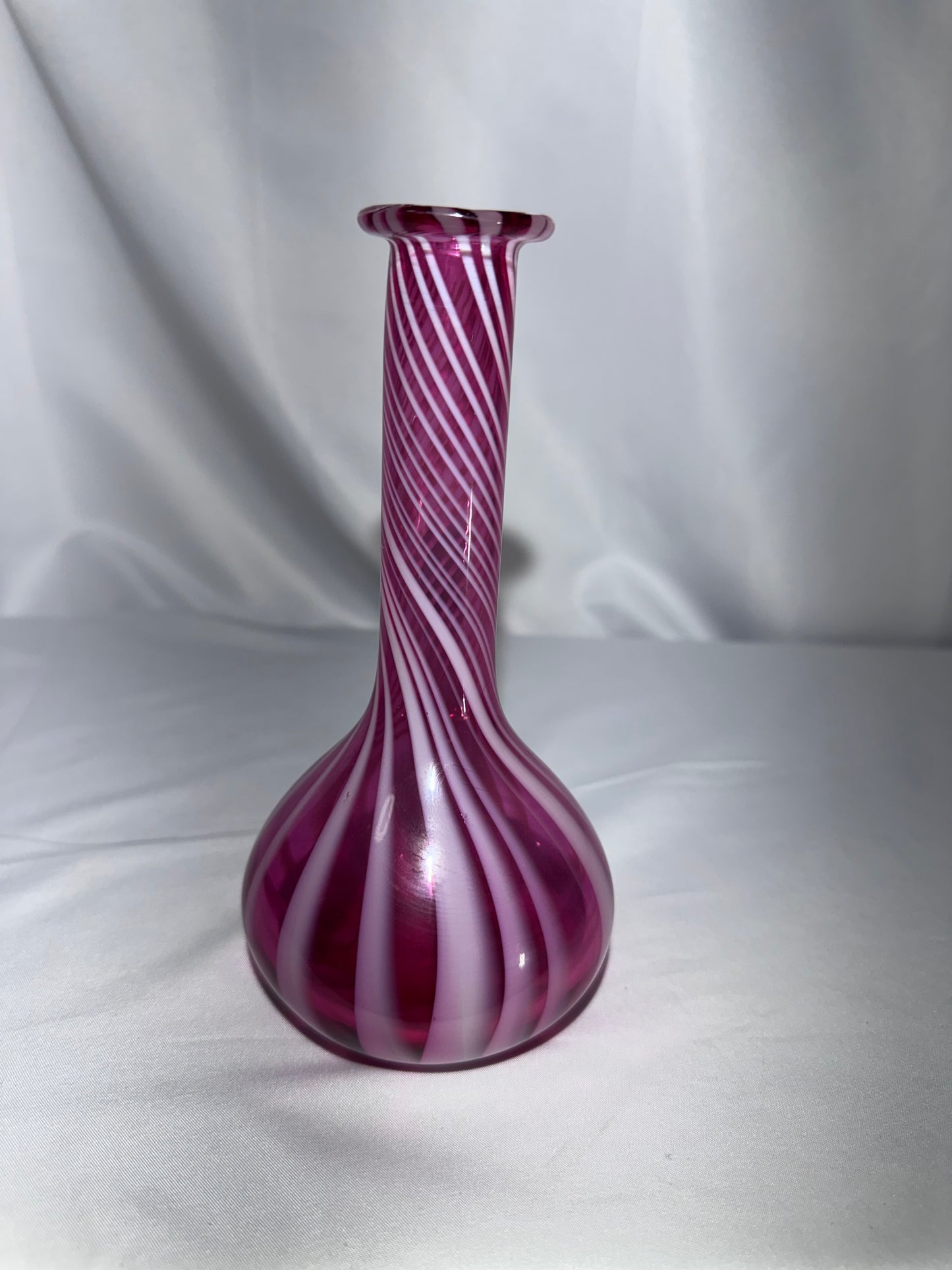 Vintage Fenton Cranberry Opalescent Swirl Barber Bottle – 7½”