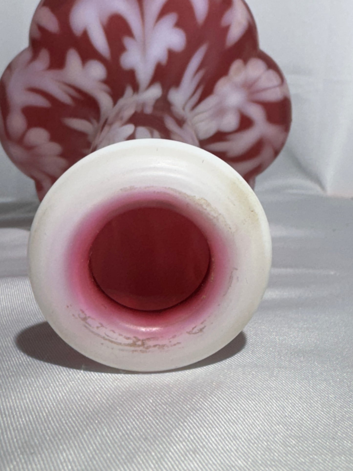 Fenton Cranberry Opalescent Daisy & Fern Barber Bottle – Vintage Art Glass Vanity Decanter