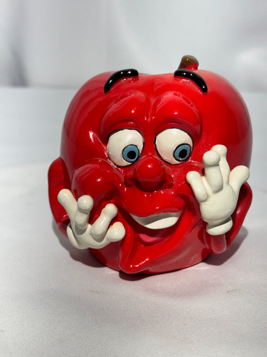 Vintage Giggling Groceries Red Apple Coin Bank w/ Stopper – Fun Collectible