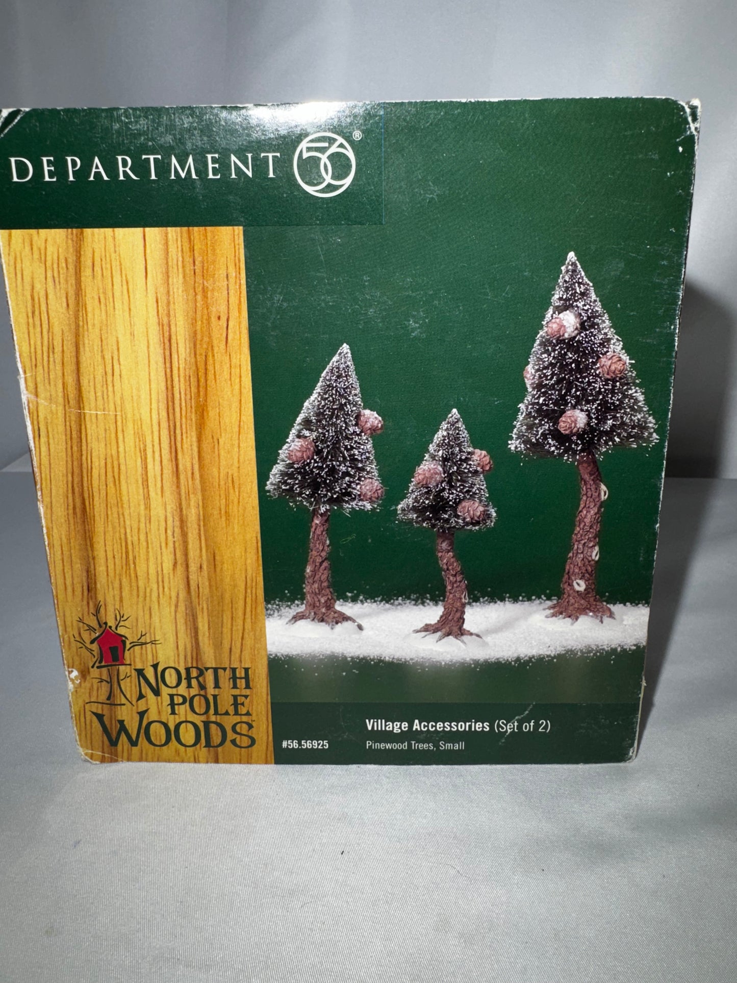 Department 56 North Pole Woods Pinewood Trees Set of 3 Flocked Christmas Village Accessory 56.56925 Retired