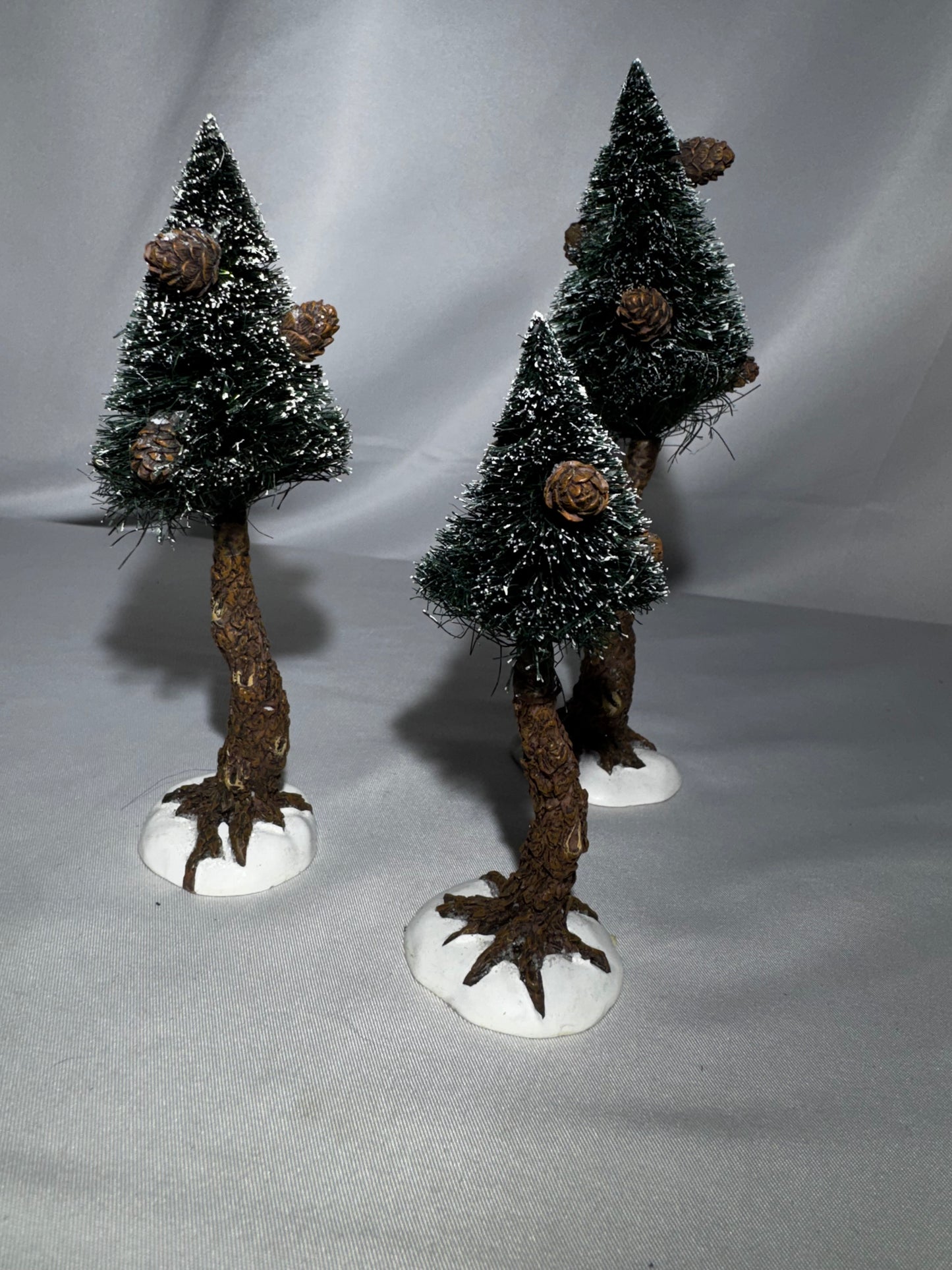 Department 56 North Pole Woods Pinewood Trees Set of 3 Flocked Christmas Village Accessory 56.56925 Retired