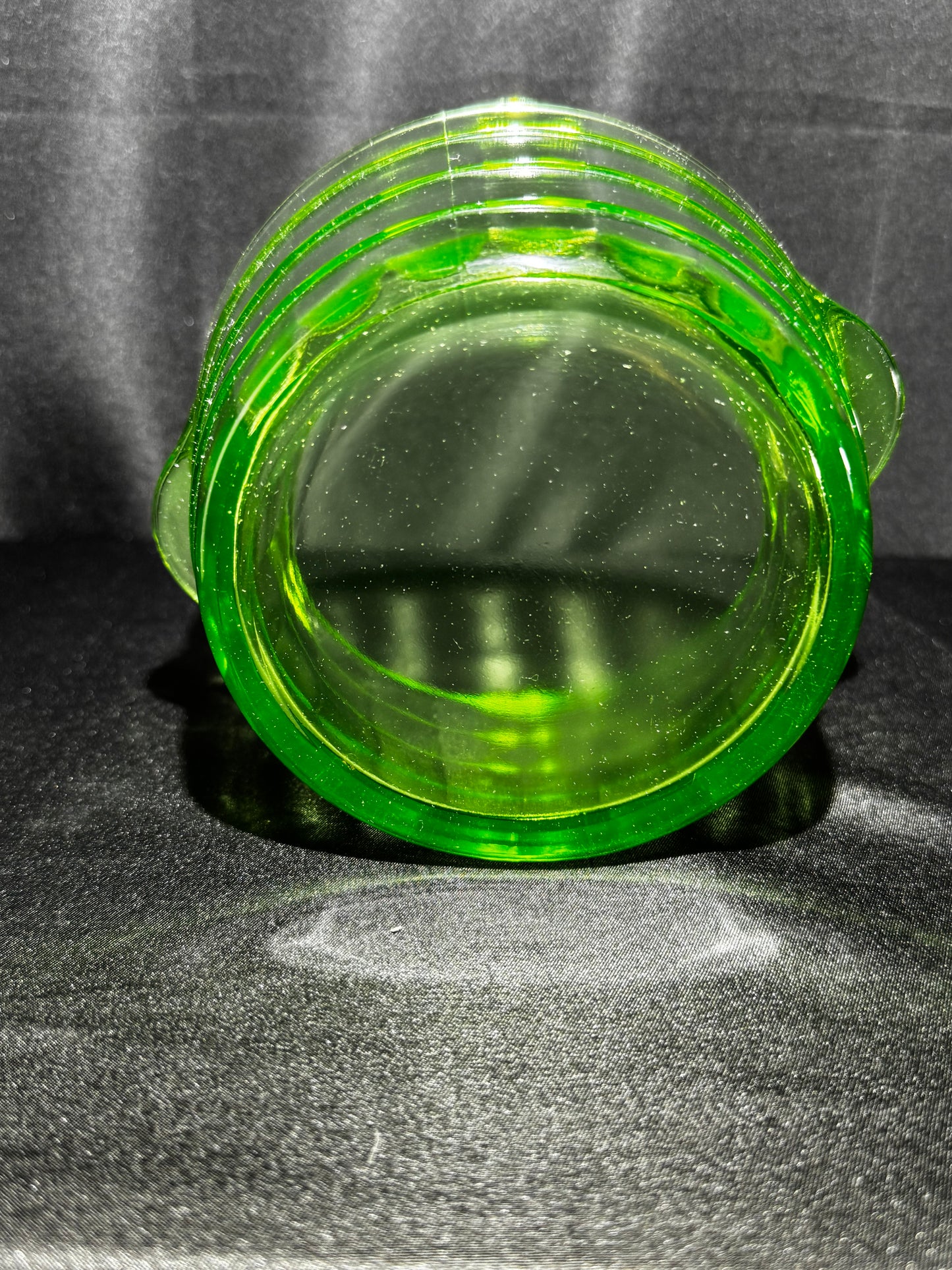 Vintage Anchor Hocking Block Optic Uranium Glass Ice Bucket / Butter Tub – Green Depression Glass