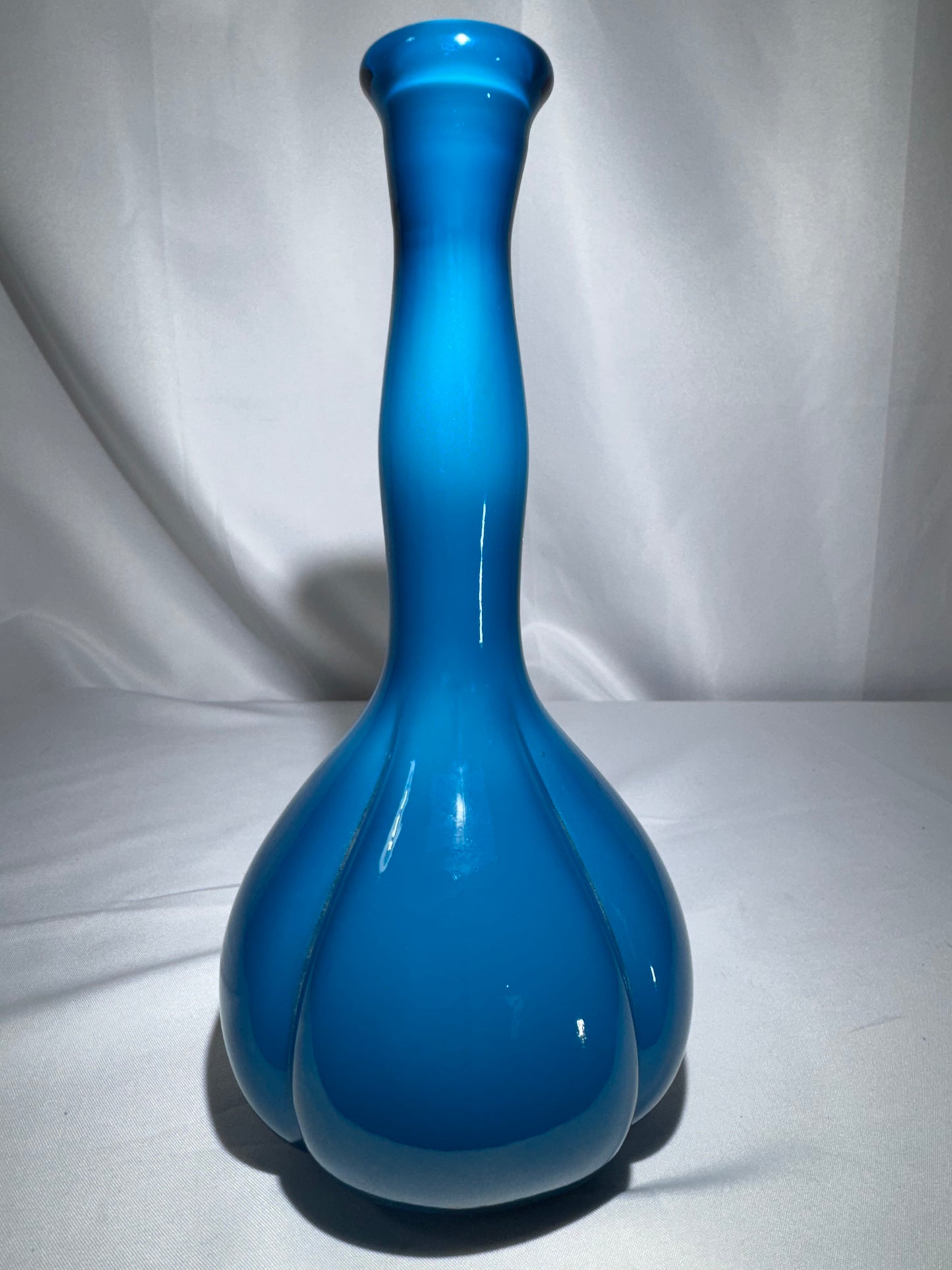 Vintage Fenton Art Glass Jamestown Teal Aqua Blue Barber Bottle – c. 1957