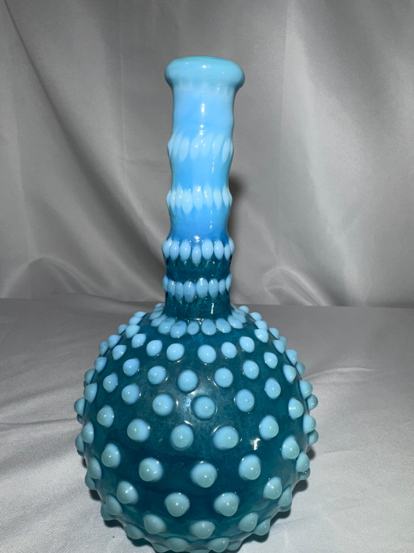 Antique Hobbs, Brockunier & Co. Blue Opalescent Hobnail Barber Bottle – c. 1880s
