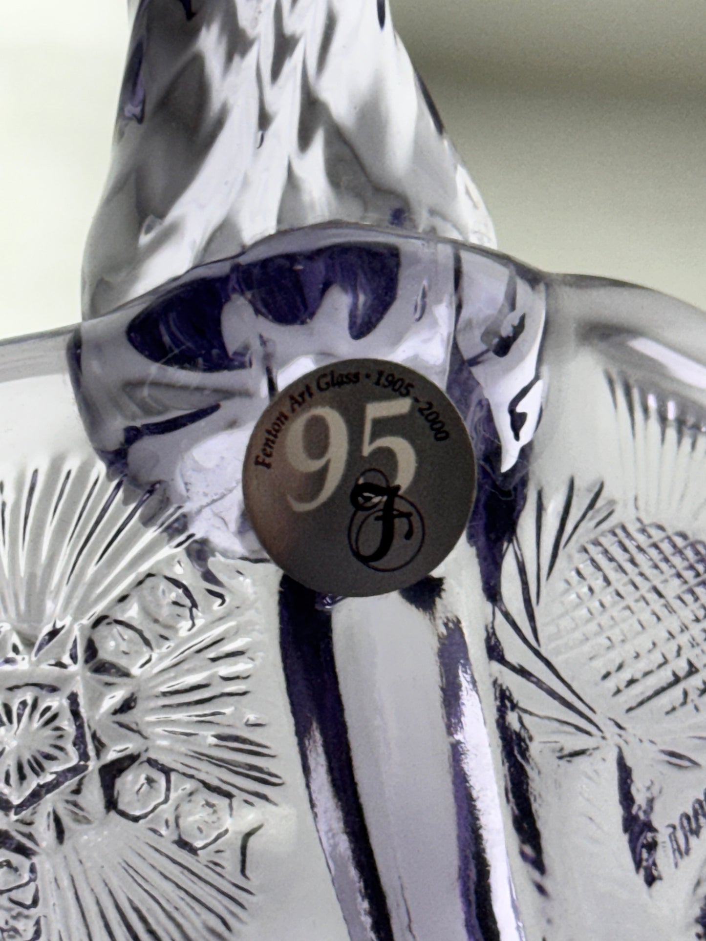 Fenton Glass Basket – Thistle Pattern – Approx. 6 ½” Tall – Original Fenton Sticker