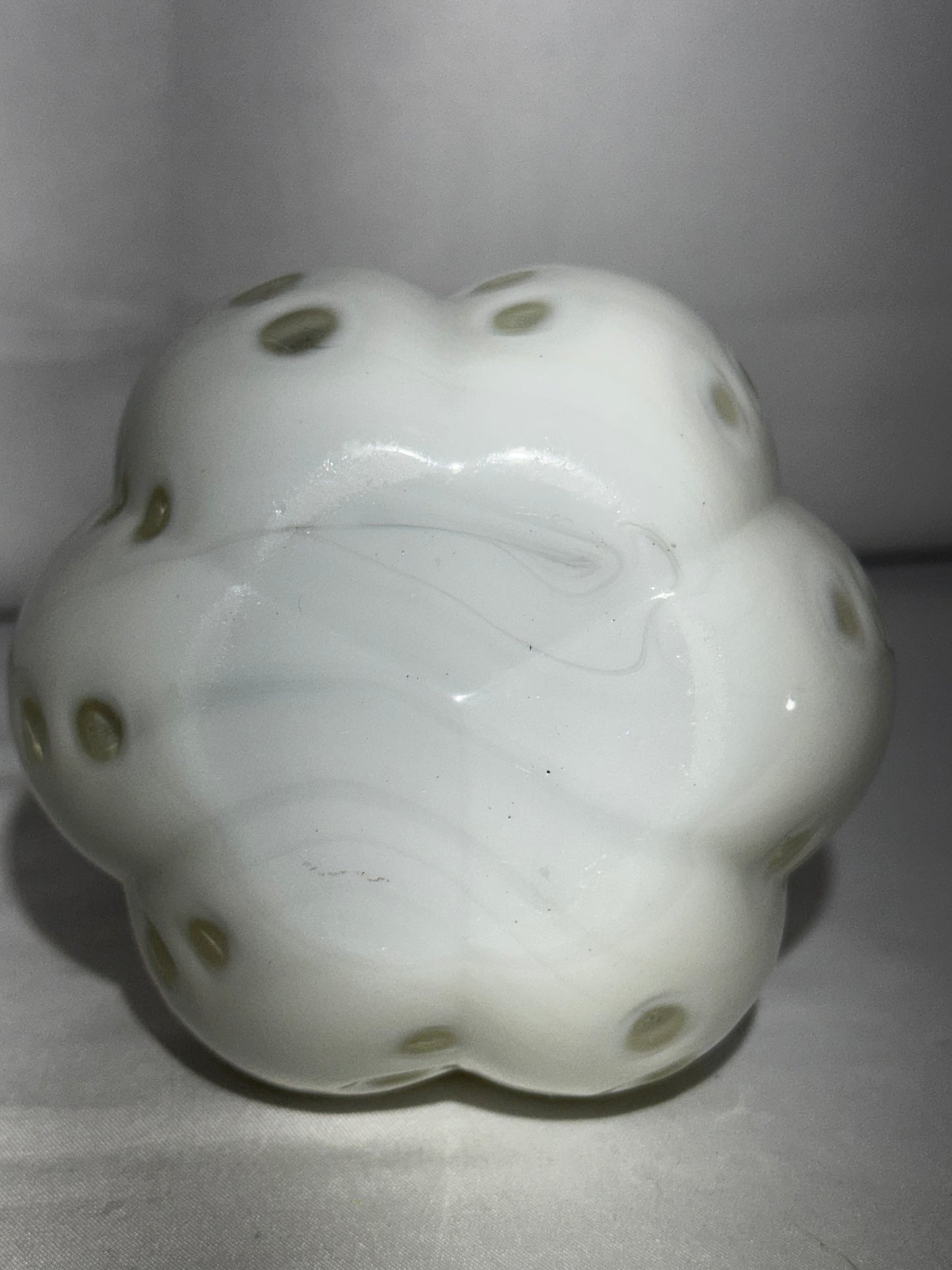 Vintage Fenton White Milk Glass Coin Dot Barber Bottle 7”