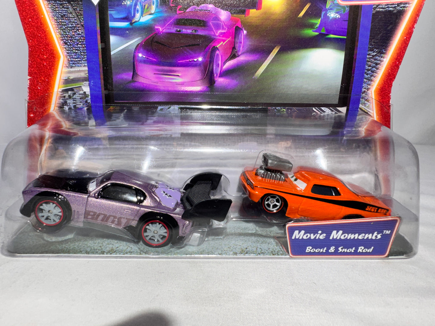 Disney Pixar Cars Movie Moments “Supercharged” 2-Pack – Boost & Snot Rod – Mattel Die-Cast