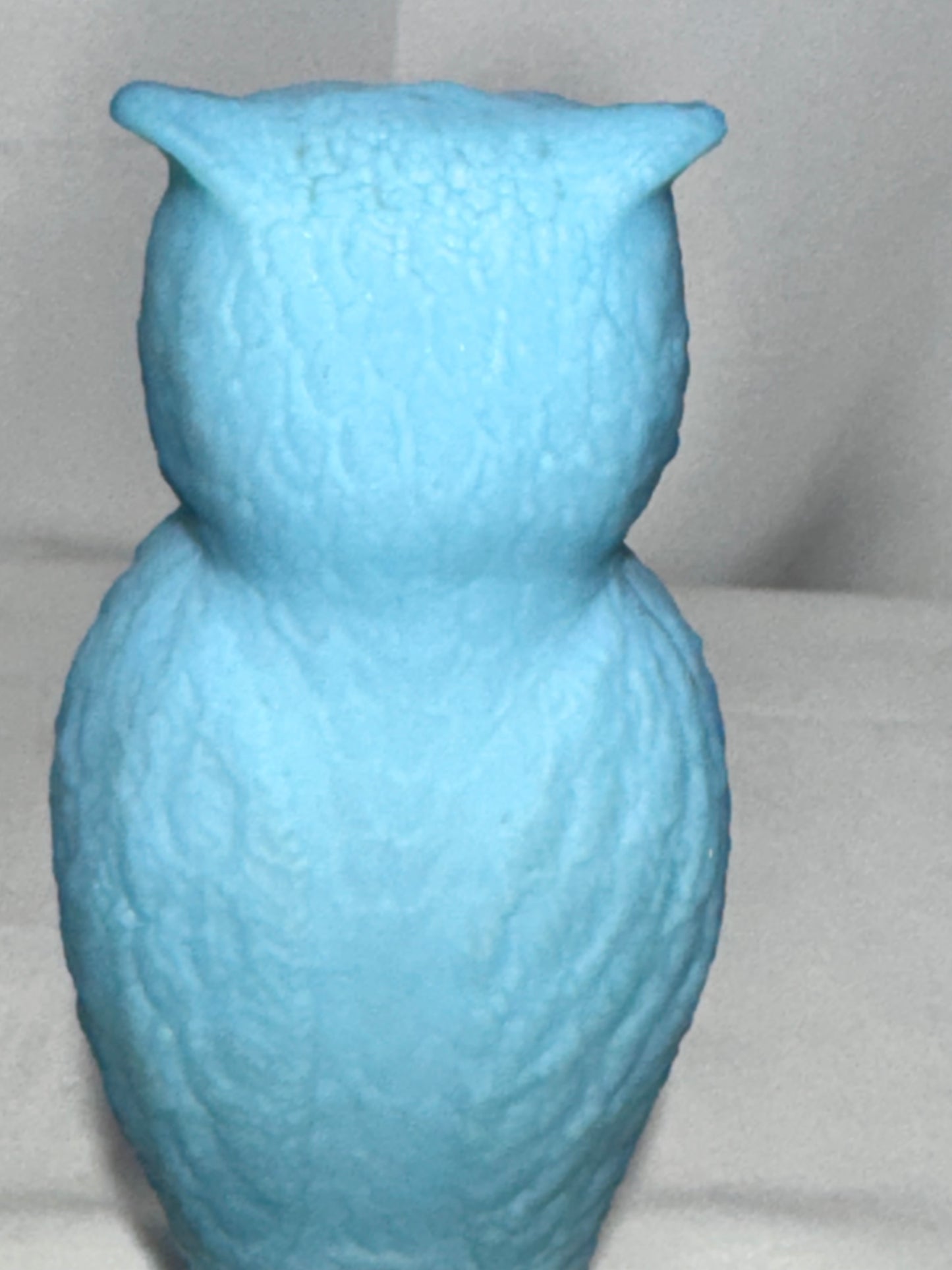 Vintage Westmoreland Satin Glass Owl Figurine / Paperweight – Light Blue