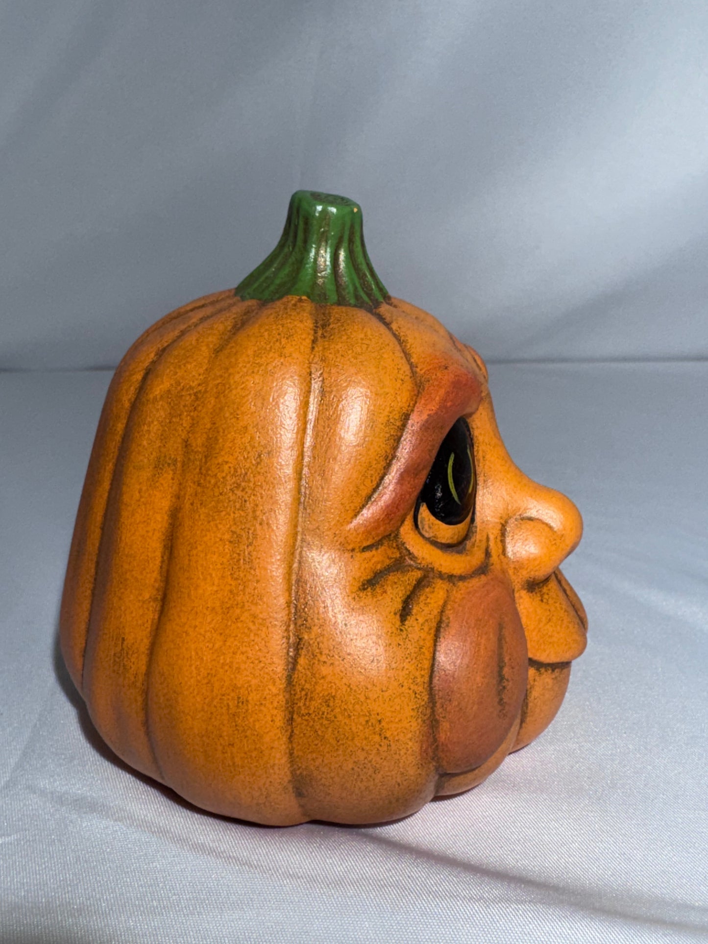 Vintage Hand-Painted Ceramic Pumpkin Figurine – Baby Face – 1999