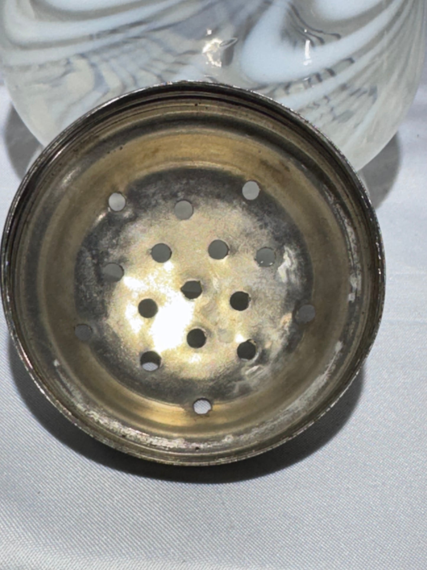 Antique Victorian White Opalescent Swirl Glass Sugar Shaker – c. 1880s–1900s