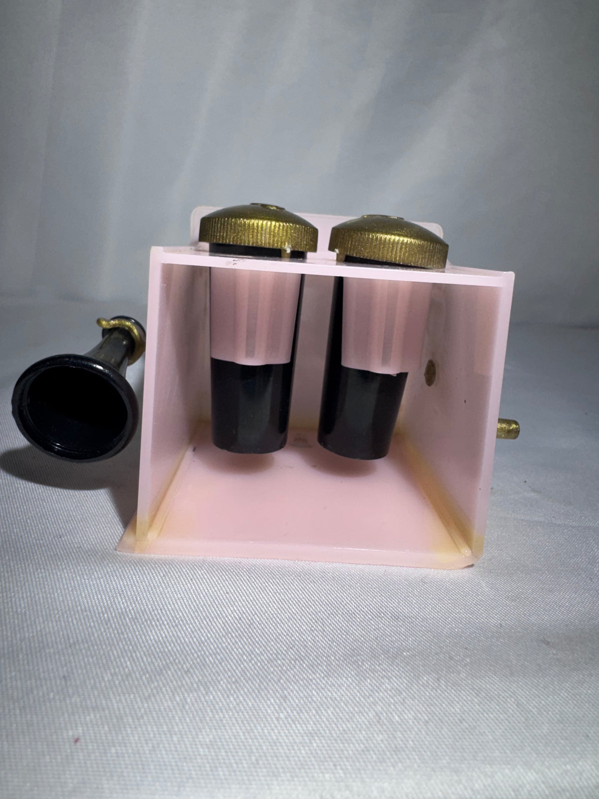 Vintage MCM Pink Plastic Wall Mount Crank Telephone Salt & Pepper Shakers
