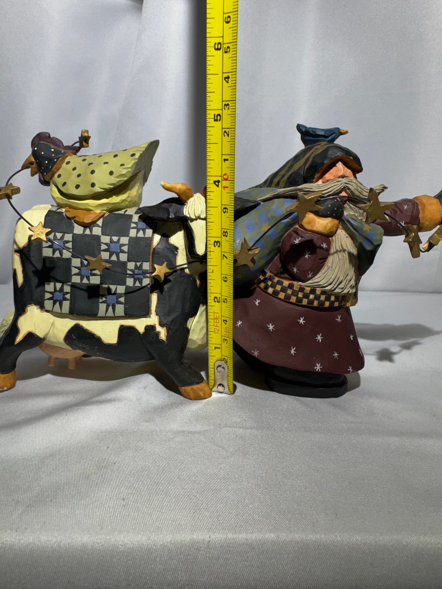 Williraye Studio Starlight Christmas WW2272 Santa Riding Cow Folk Art Figurine