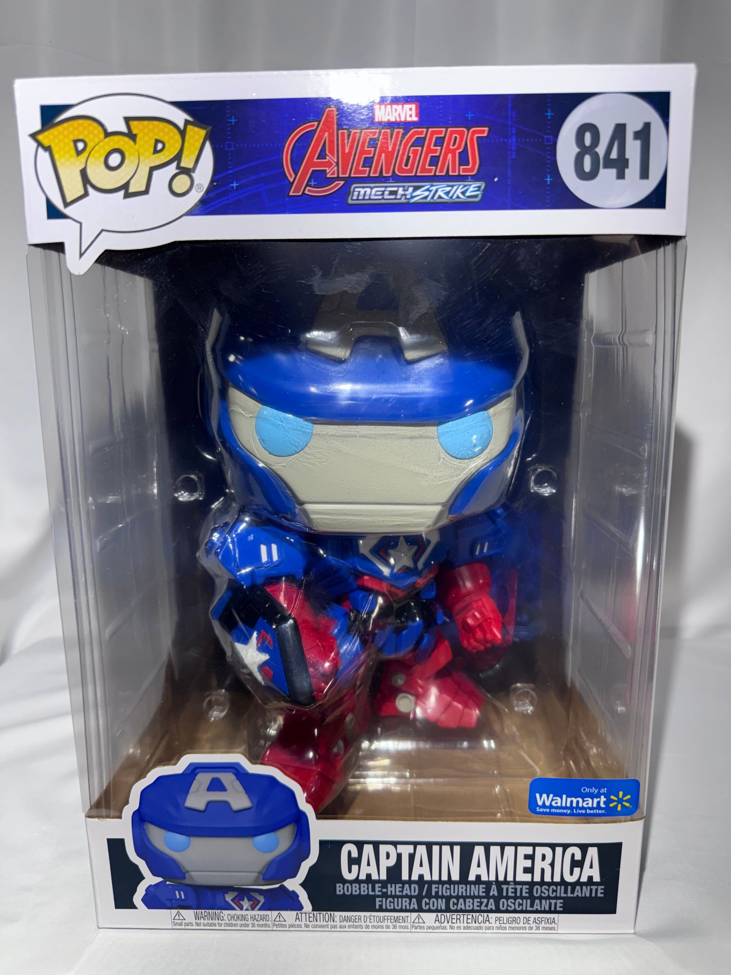 Funko POP! Jumbo Marvel Avengers Mech Strike Captain America #841 Walmart Exclusive