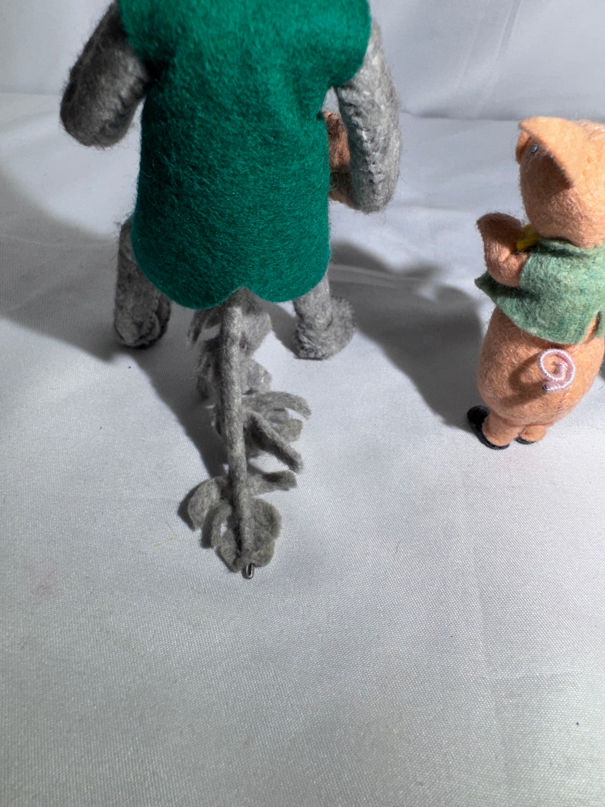 Vintage BAPS Germany Big Bad Wolf & Three Little Pigs Felt Miniature Doll Set – 1940s–1950s