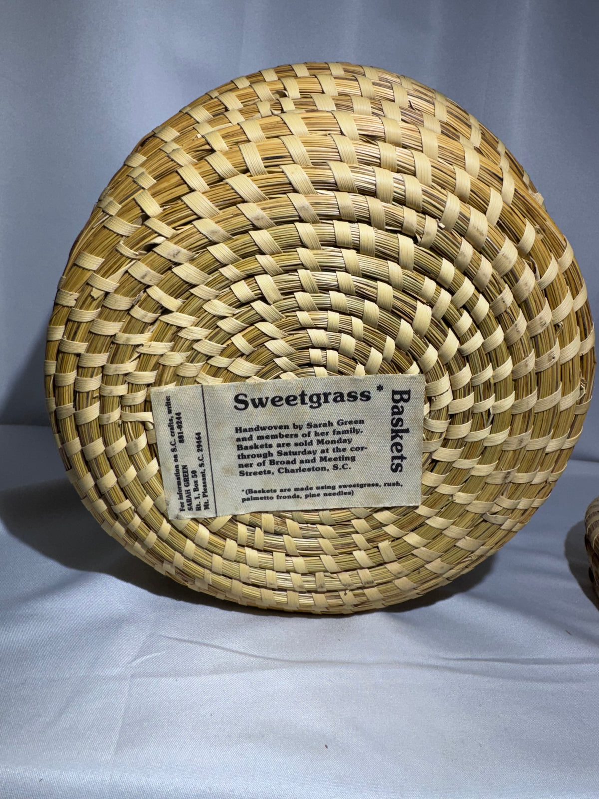 Handwoven Sweetgrass Basket – Sarah Green Family – Charleston, SC