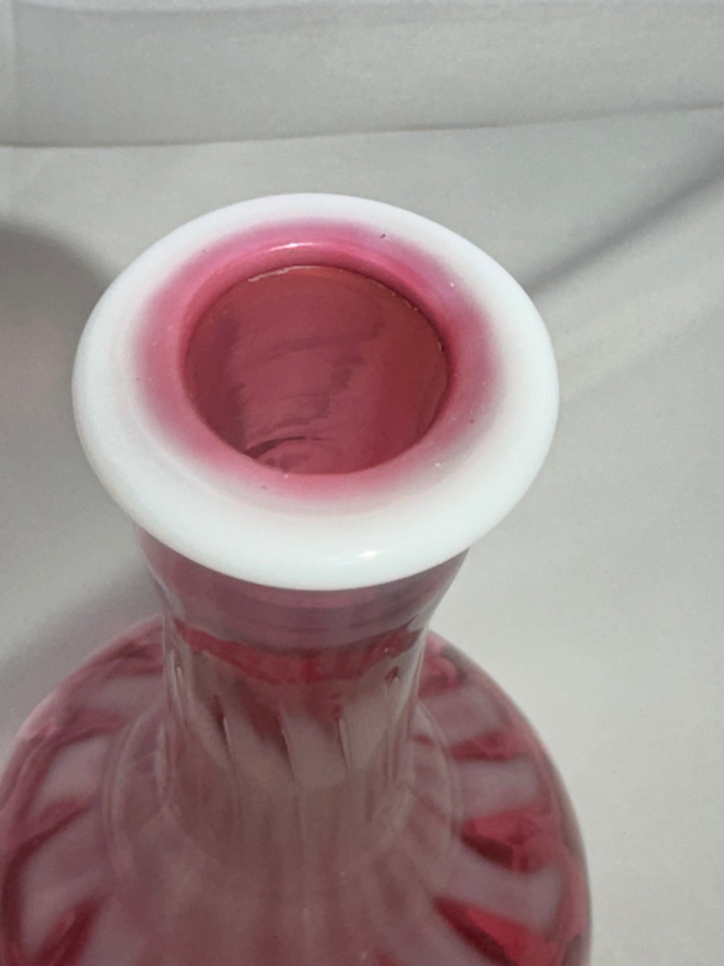 Vintage Cranberry Barber Bottle – Stars & Stripes Pattern with Stopper