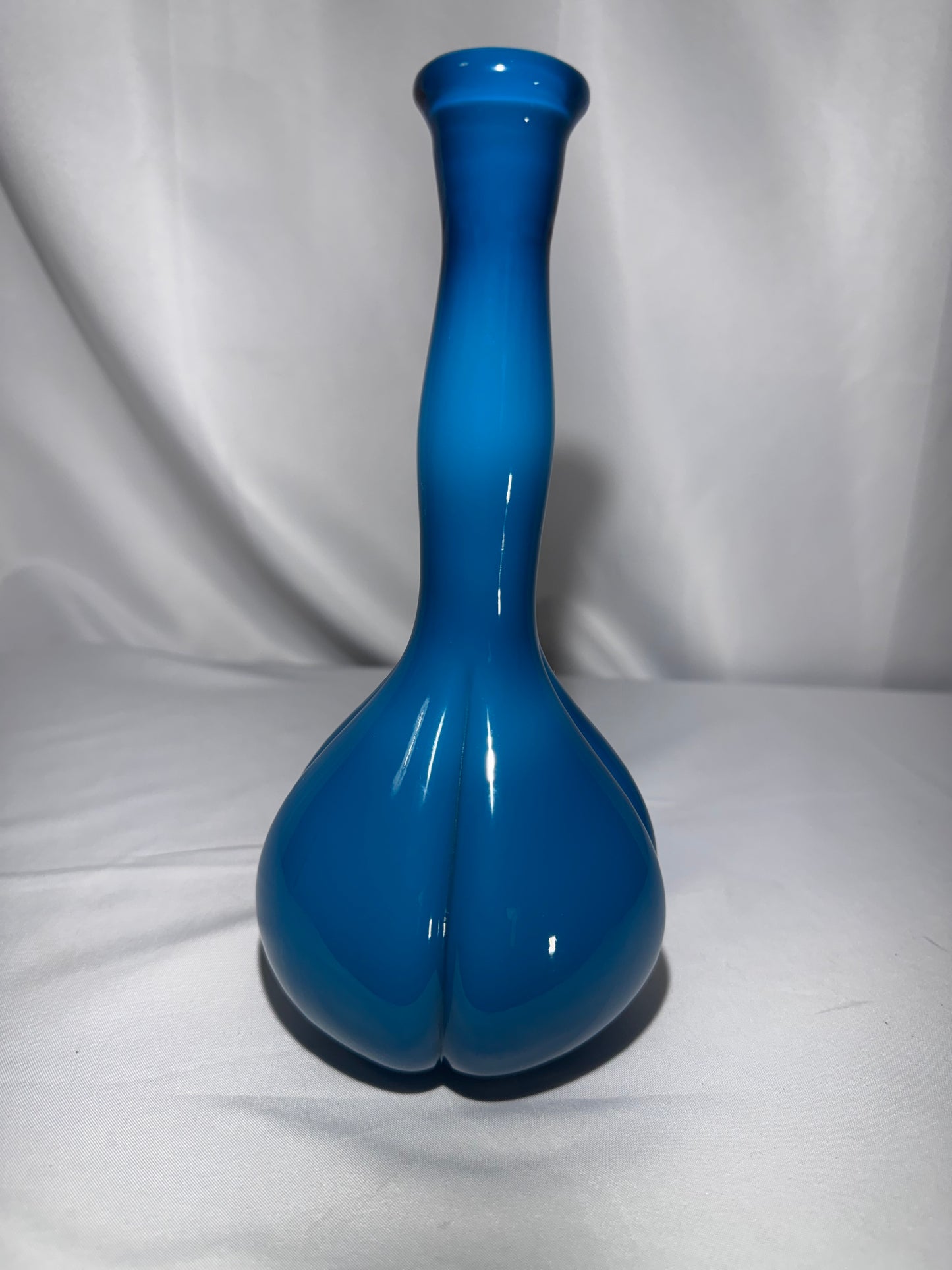 Vintage Fenton Art Glass Jamestown Teal Aqua Blue Barber Bottle – c. 1957