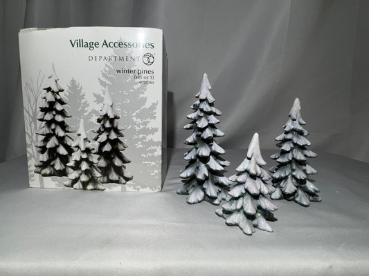 Department 56 Village Accessories Winter Pines Set of 3 Snowy Trees #4020261