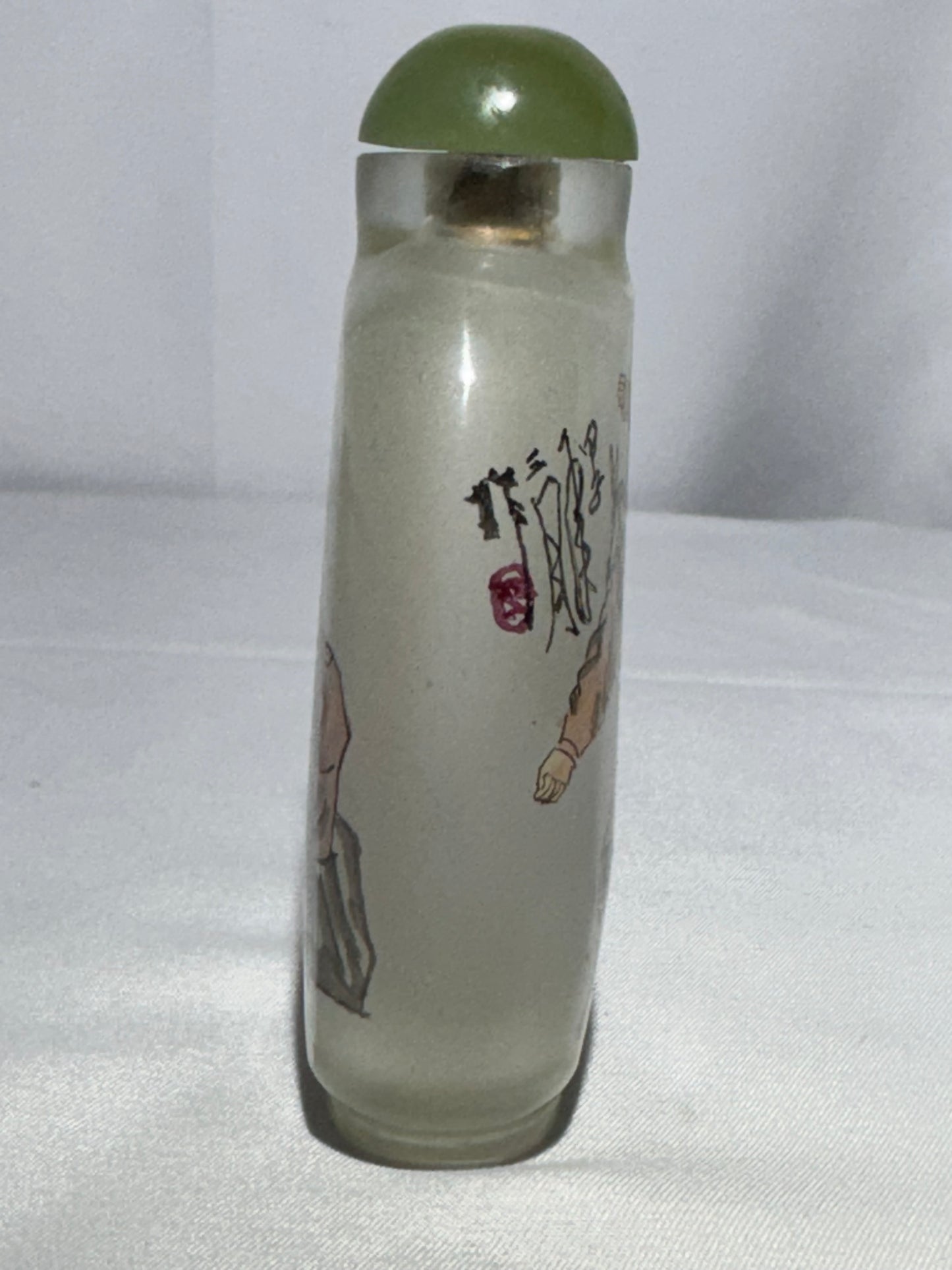Chinese Inside-Painted Glass Snuff Bottle – Hand-Painted – Signed by Artist – Cork Stopper