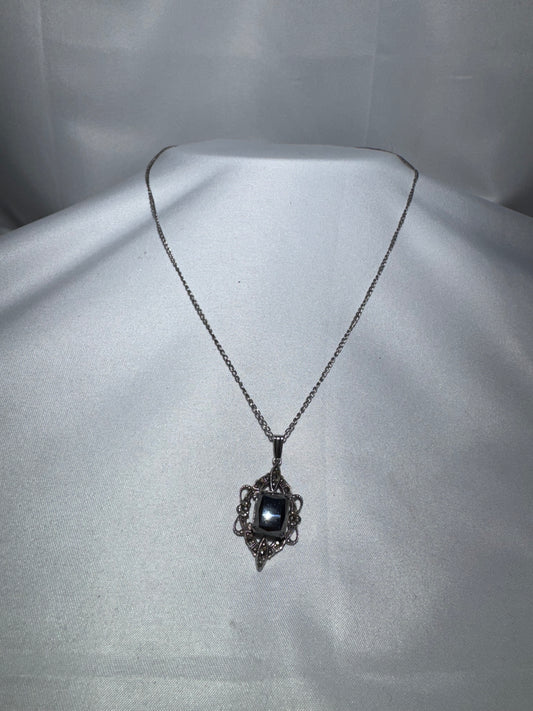 Vintage ALCO Mid-Century Victorian Revival Sterling Silver & Smoky Quartz Necklace – Circa 1950s