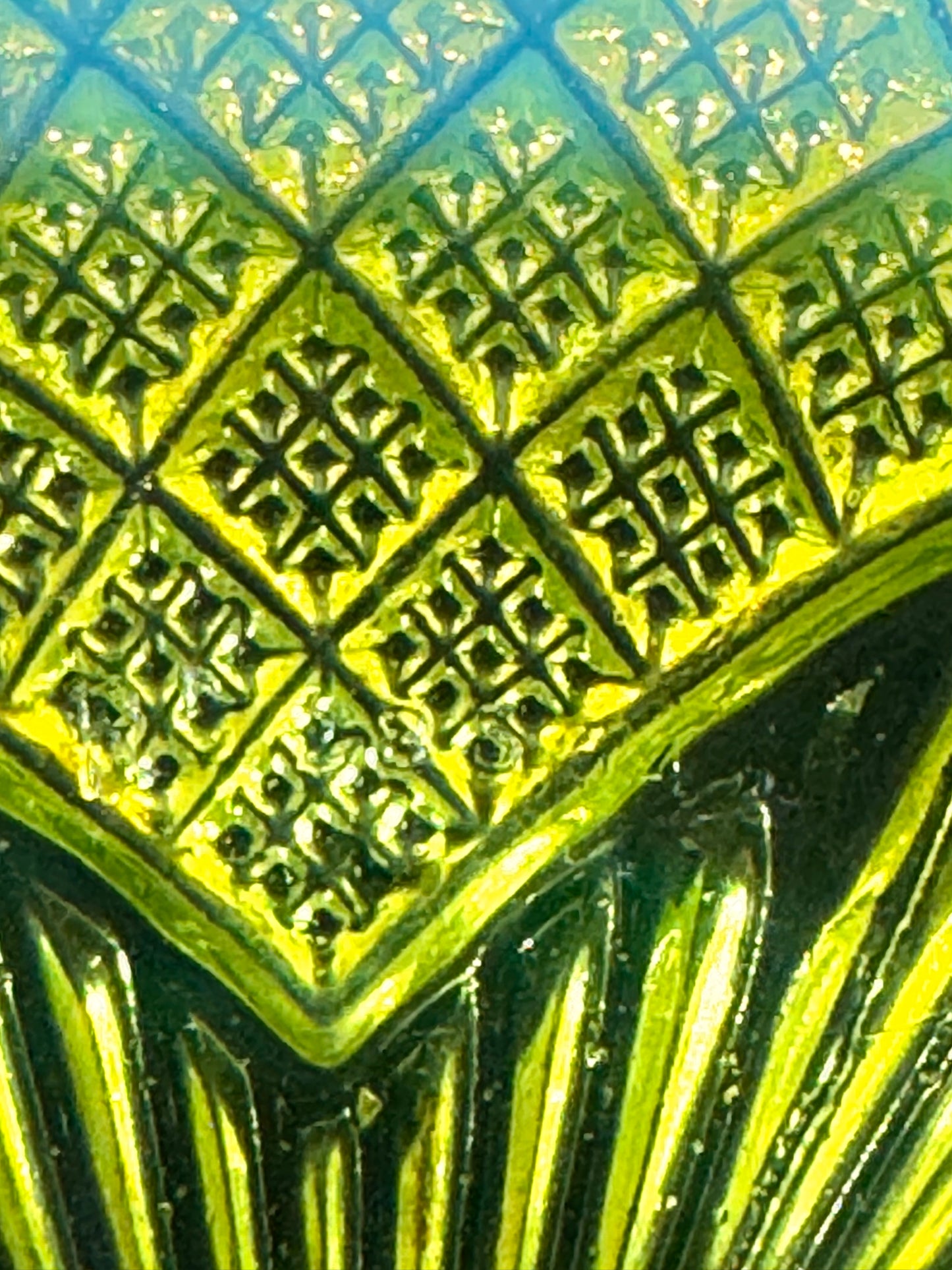 Victorian Uranium Glass Davidson Primrose Pearline Footed Compote – RN 285342