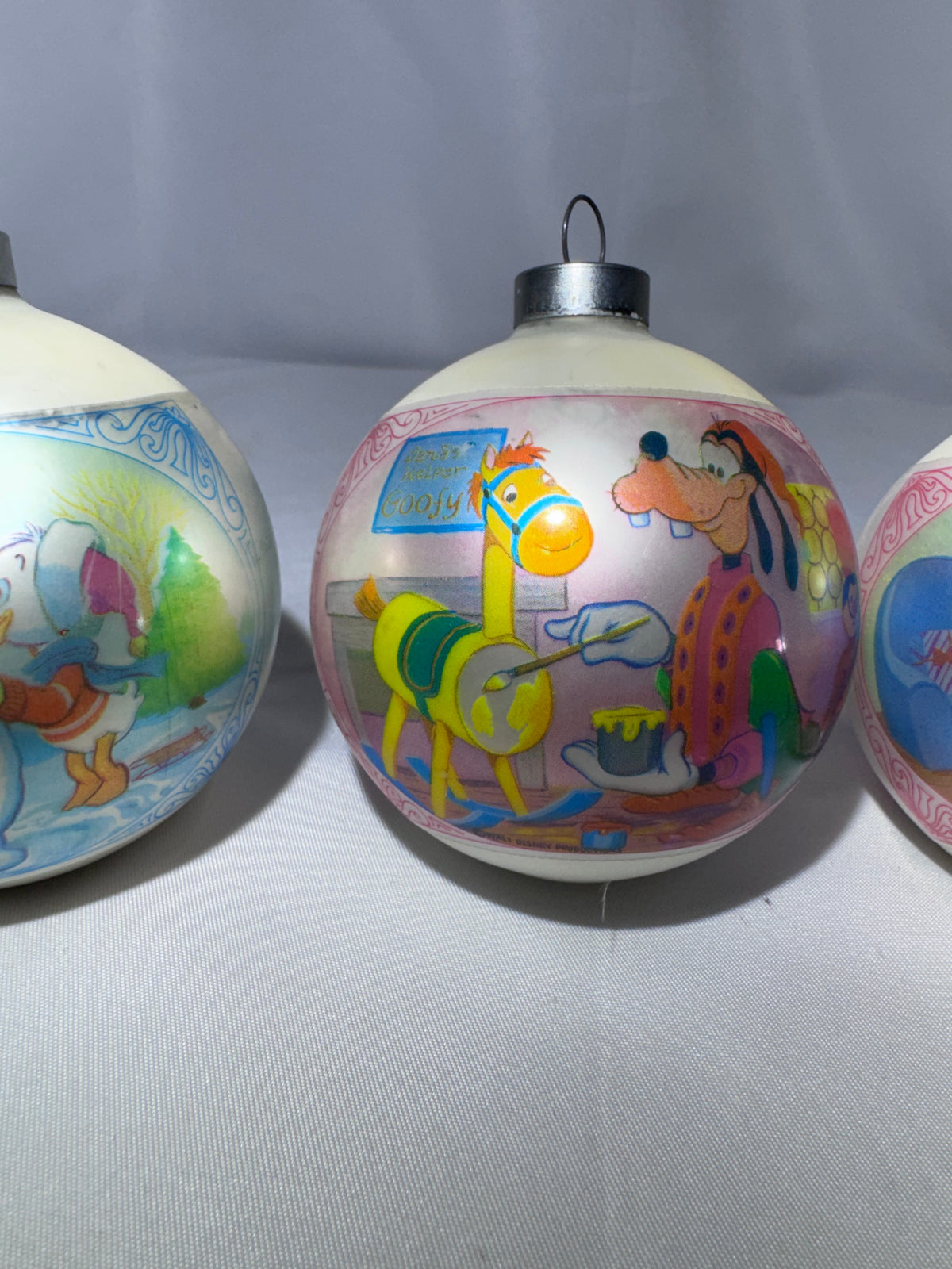 Vintage 1970s Walt Disney Productions Frosted Mercury Glass Christmas Ornaments – Set of 4