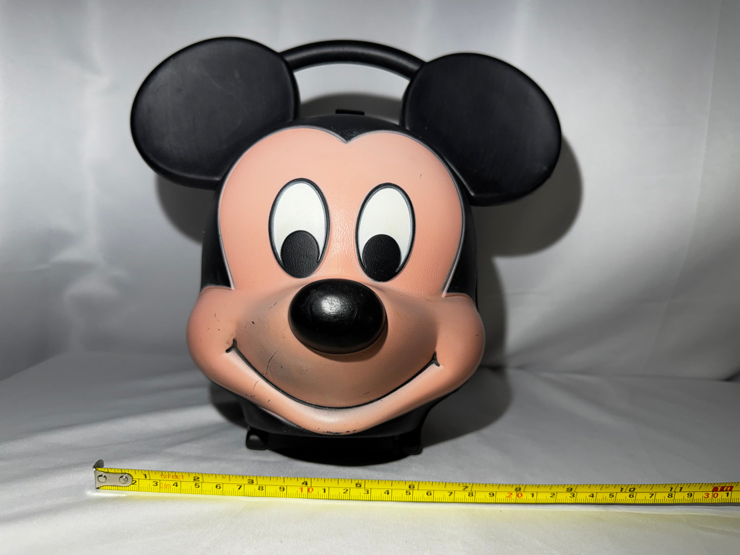 Vintage Disney Mickey Mouse Head Lunchbox & Thermos Set Aladdin 3D Molded Plastic