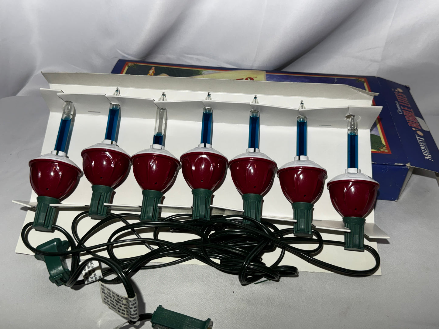 Vintage Midwest of Cannon Falls Christmas Bubble Lites Set of 7 Indoor Lights w/ Box