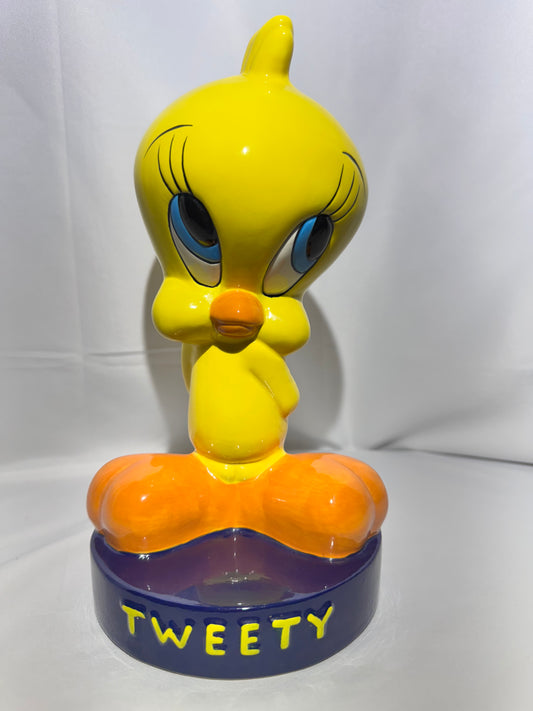 Looney Tunes Warner Bros. Tweety Bird Ceramic Piggy Bank – 1995/1996 – With Stopper