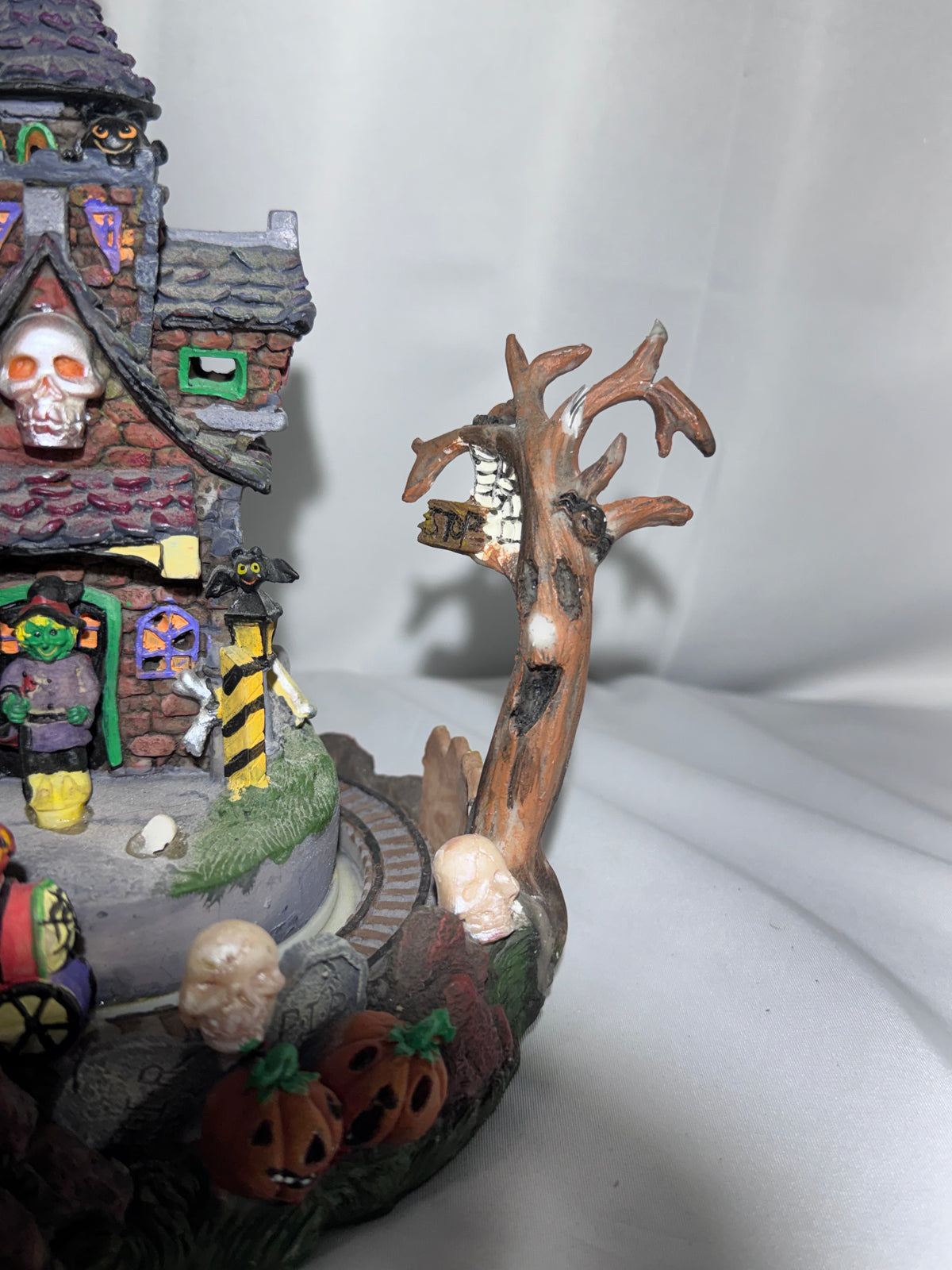 Halloween Village Haunted Castle with Moving Train Track – Lighted Display
