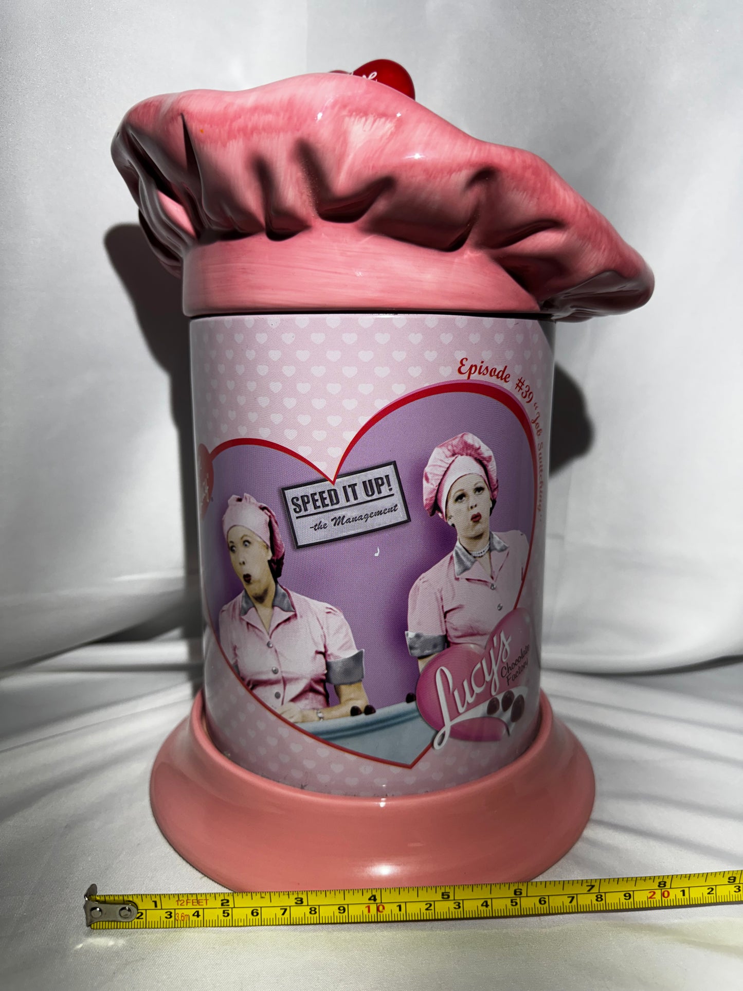 Vandor I Love Lucy Chocolate Factory Cookie Jar Tin Body Ceramic Lid Retired Rare