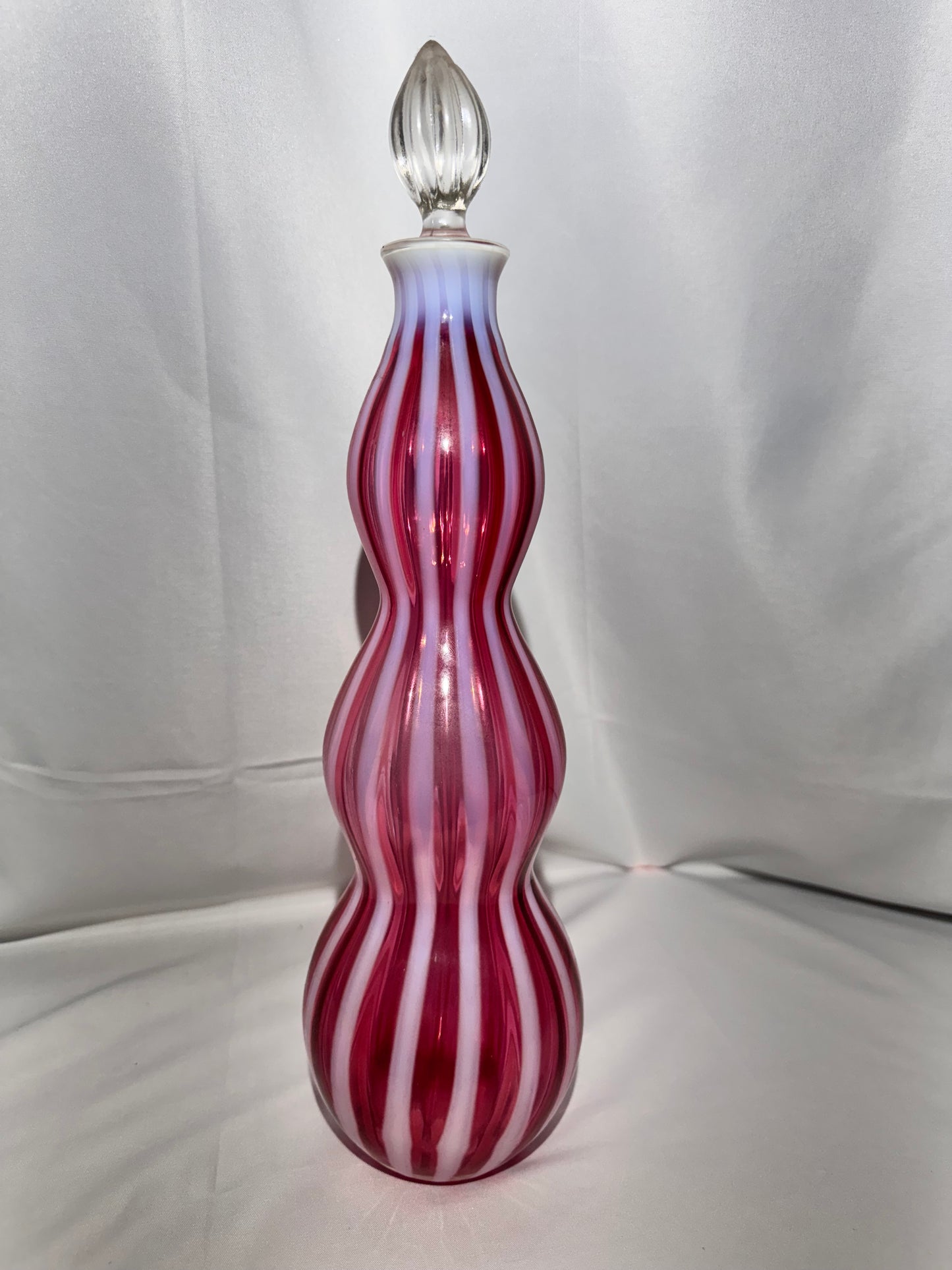 Vintage Fenton Cranberry New World Rib Optic Decanter w/ Stopper – 1953 – 14.5”
